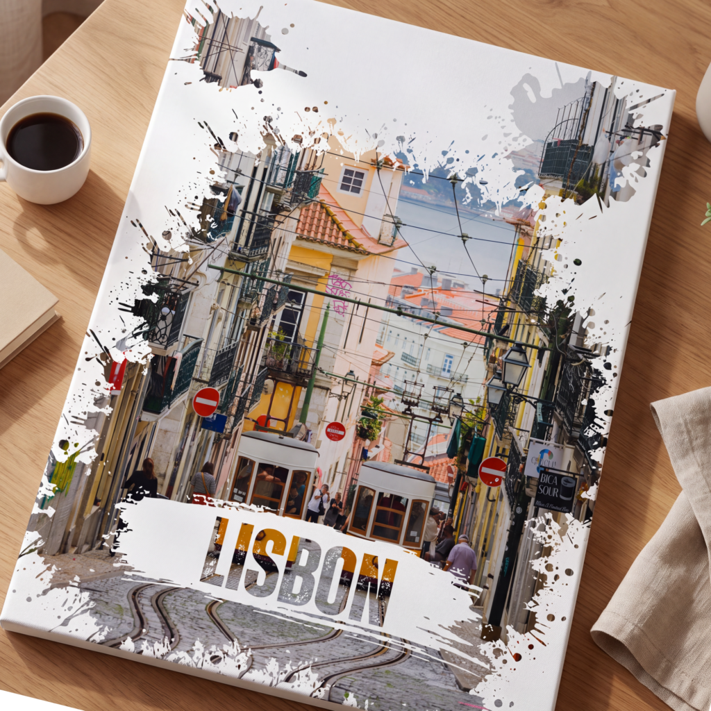 Lisbon Street Canvas Wall Art, Lisboa Historical Tram, Portugal Streets, Home Decoration, City Wall Art, Minimalist Canvas, Vintage Canvas