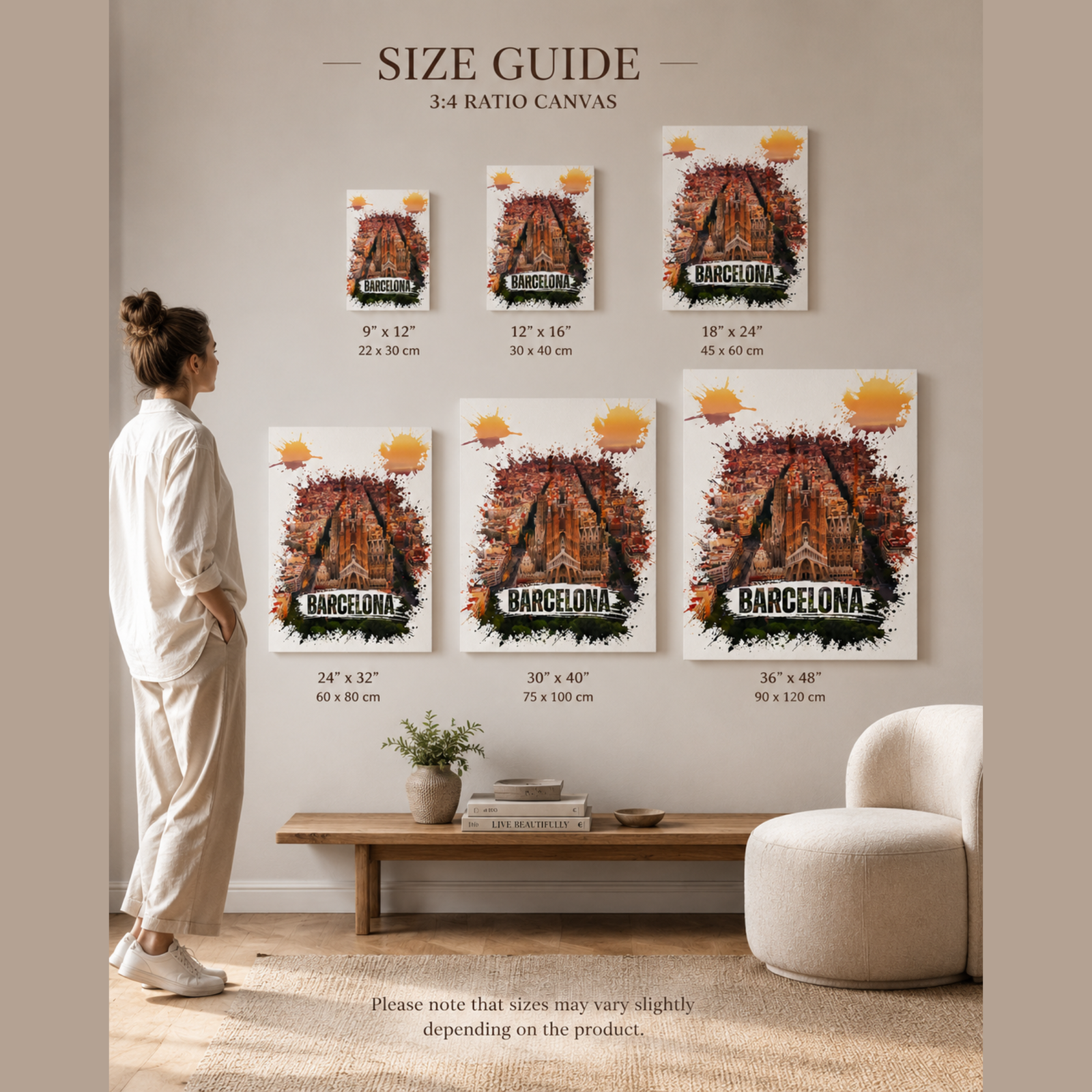 Barcelona Sagrada Familia Wall Art, Watercolor Splash Canvas Art, Barcelona Sunset, Sagrada Familia Portrait, 3D Canvas Wall Decoration - Image 2
