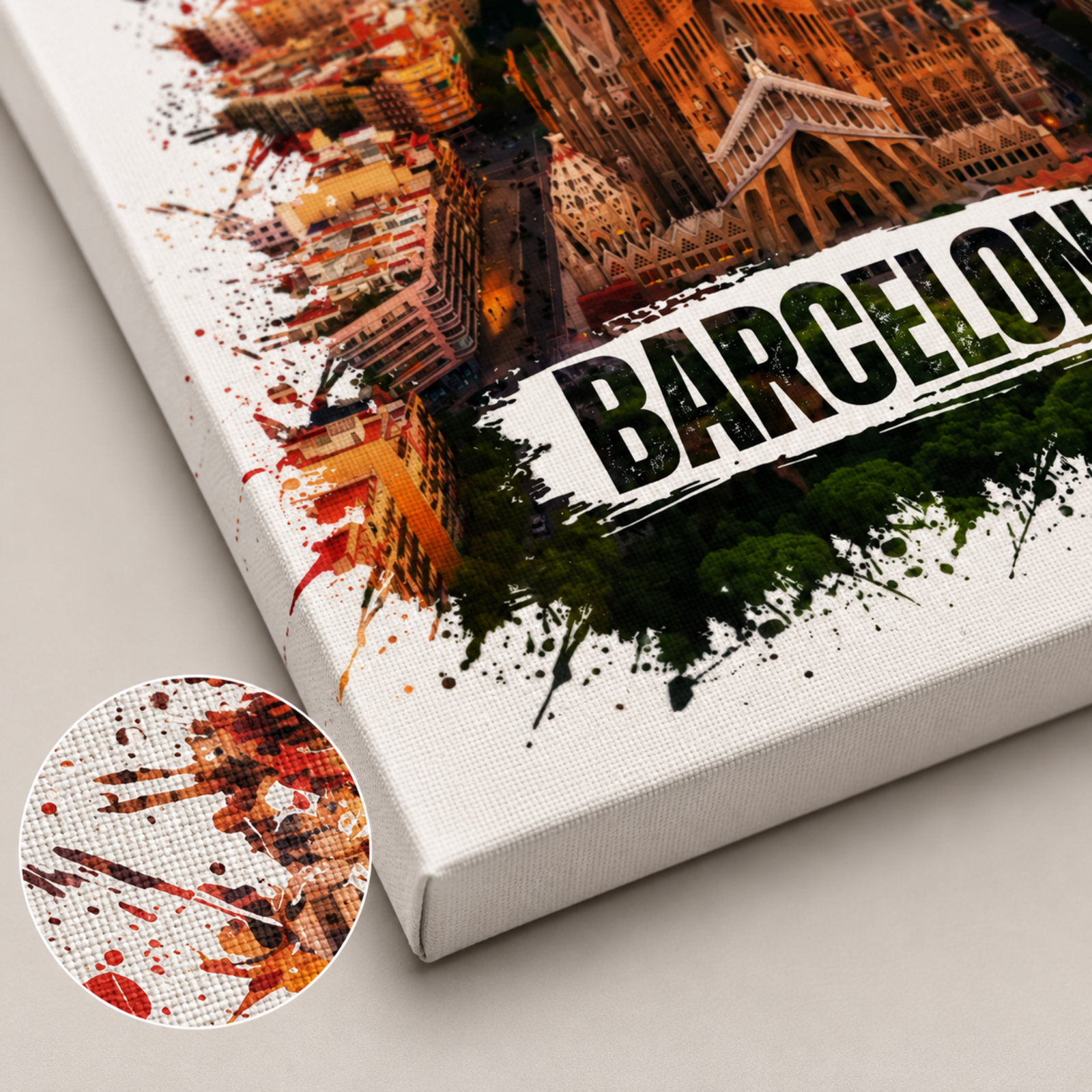 Barcelona Sagrada Familia Wall Art, Watercolor Splash Canvas Art, Barcelona Sunset, Sagrada Familia Portrait, 3D Canvas Wall Decoration - Image 5