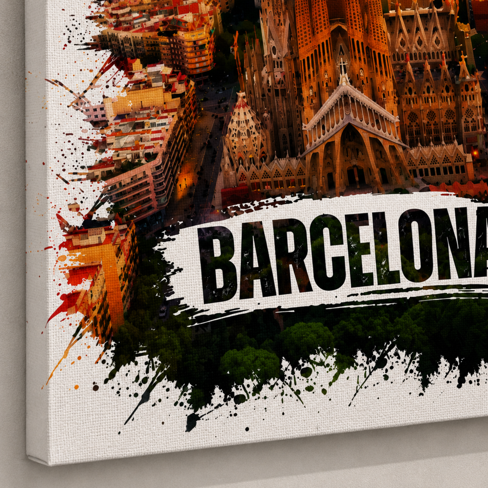 Barcelona Sagrada Familia Wall Art, Watercolor Splash Canvas Art, Barcelona Sunset, Sagrada Familia Portrait, 3D Canvas Wall Decoration - Image 8