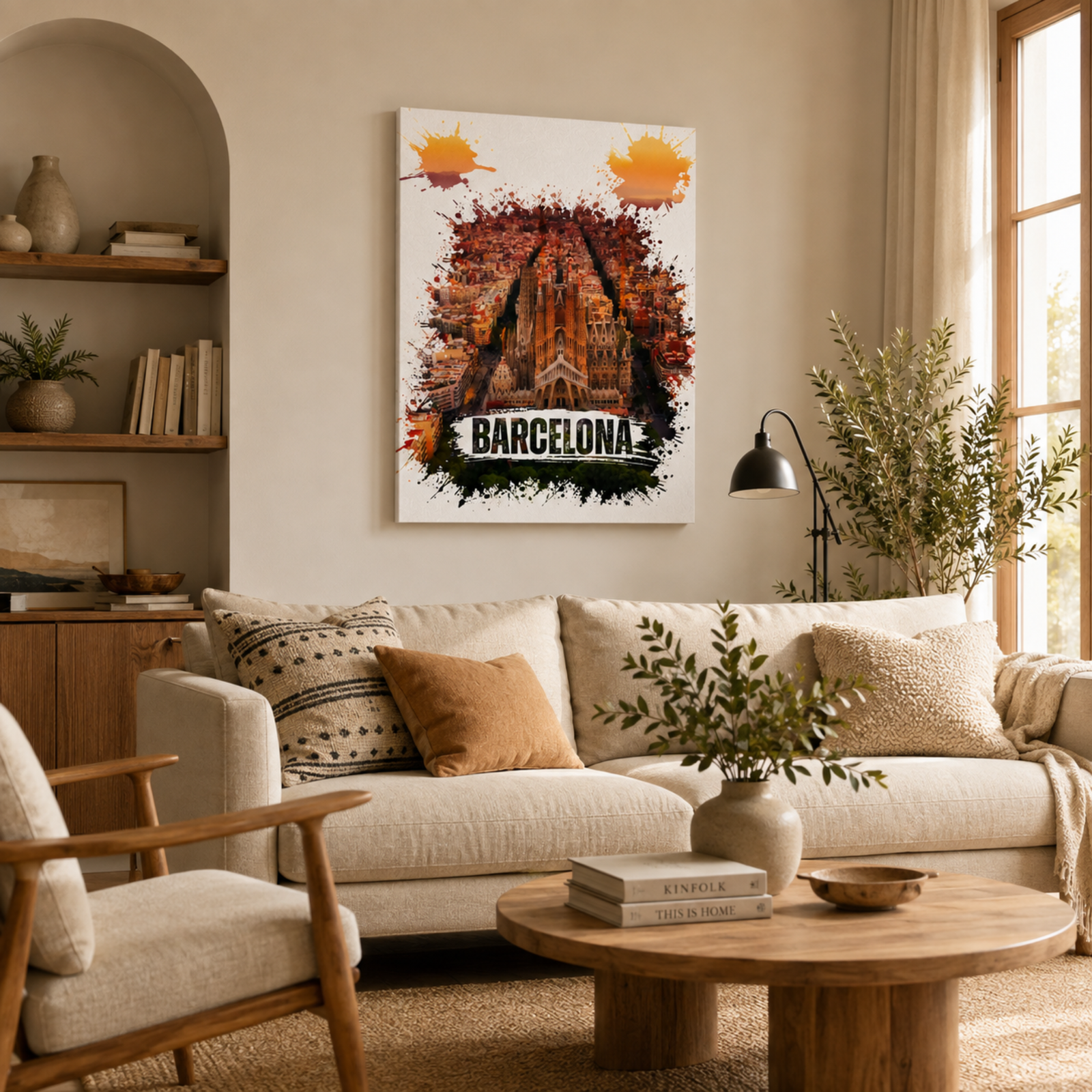 Barcelona Sagrada Familia Wall Art, Watercolor Splash Canvas Art, Barcelona Sunset, Sagrada Familia Portrait, 3D Canvas Wall Decoration - Image 9