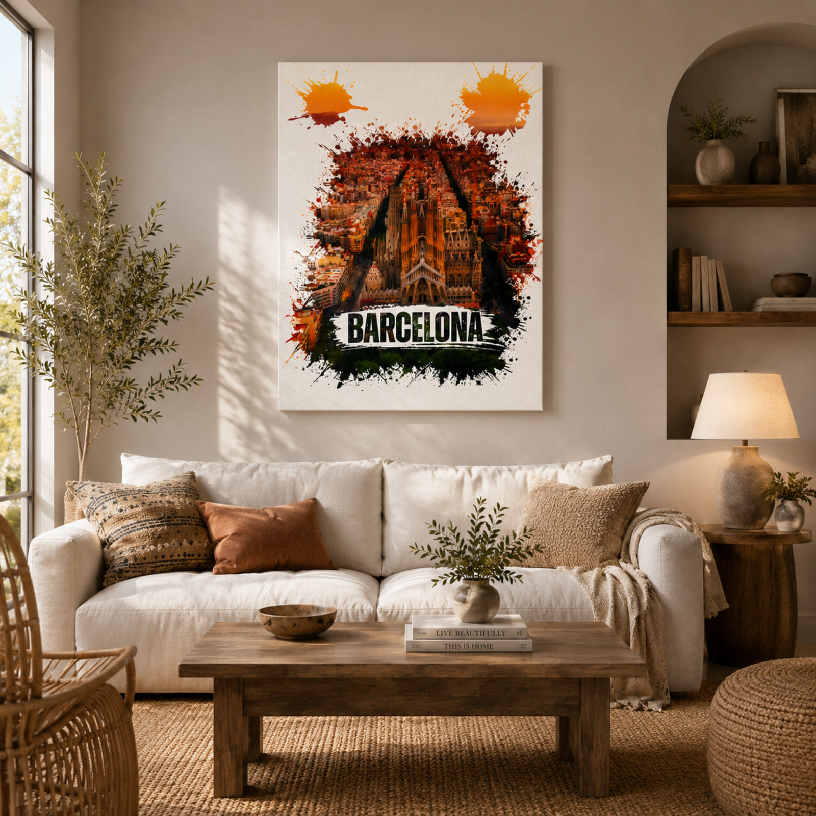 Barcelona Sagrada Familia Wall Art, Watercolor Splash Canvas Art, Barcelona Sunset, Sagrada Familia Portrait, 3D Canvas Wall Decoration - Image 10