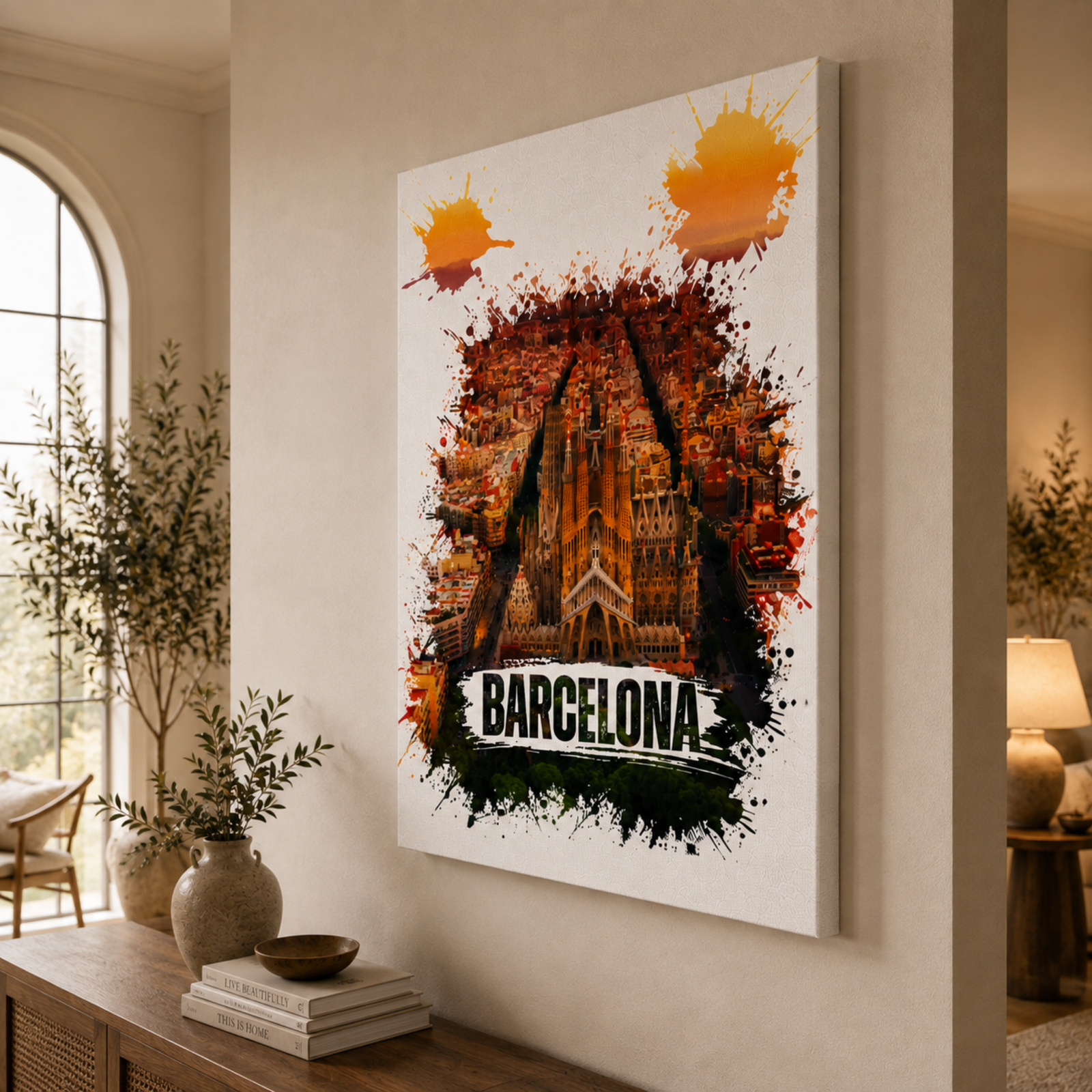 Barcelona Sagrada Familia Wall Art, Watercolor Splash Canvas Art, Barcelona Sunset, Sagrada Familia Portrait, 3D Canvas Wall Decoration - Image 12
