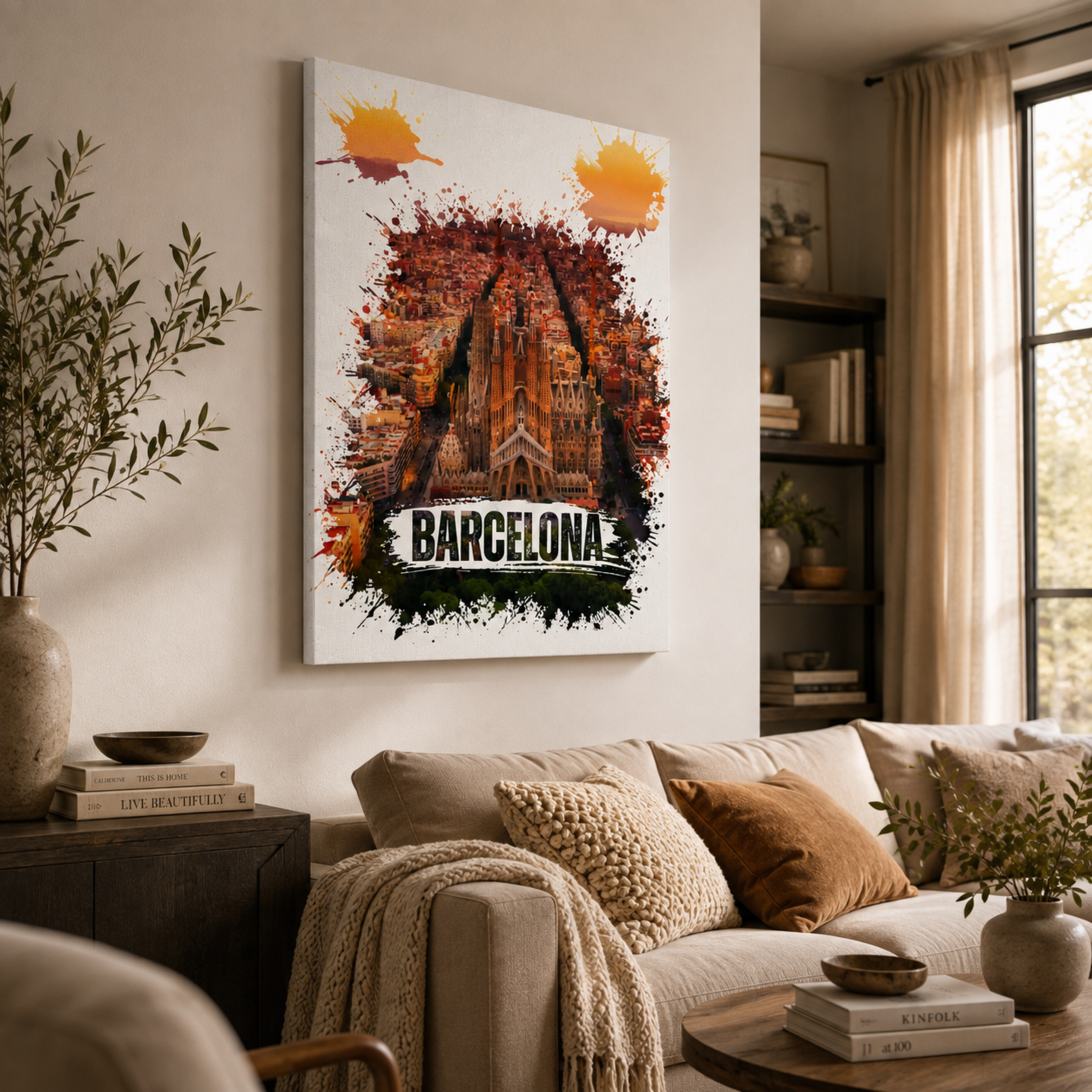 Barcelona Sagrada Familia Wall Art, Watercolor Splash Canvas Art, Barcelona Sunset, Sagrada Familia Portrait, 3D Canvas Wall Decoration - Image 14