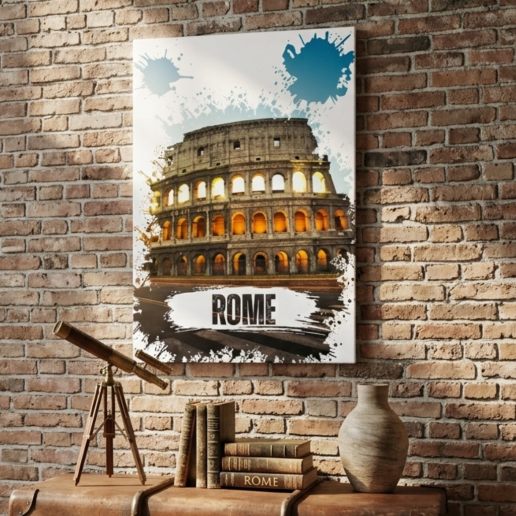 Rome Colosseum Wall Art, Canvas Wall Decor, Home Decoration, Sunset View, Sunset in Rome, Roma City Art, Minimalist Decoration, Kids Gift