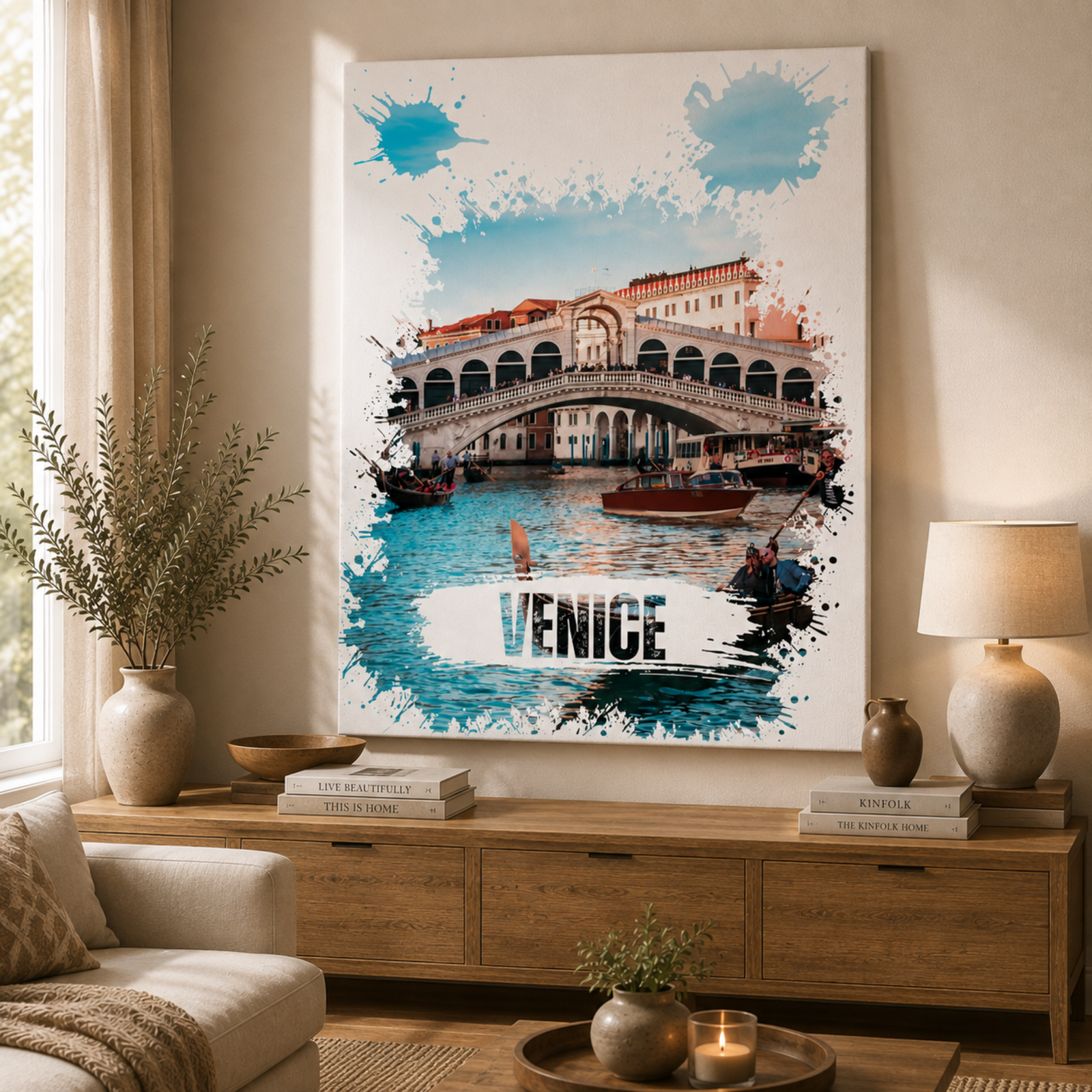 Venice Rialto Bridge Canvas, Watercolor Splash Wall Art, Italian Decoration, Italy Wall Art, Venice Bridge, Home Decoration, Canvas Wall Art - Image 7
