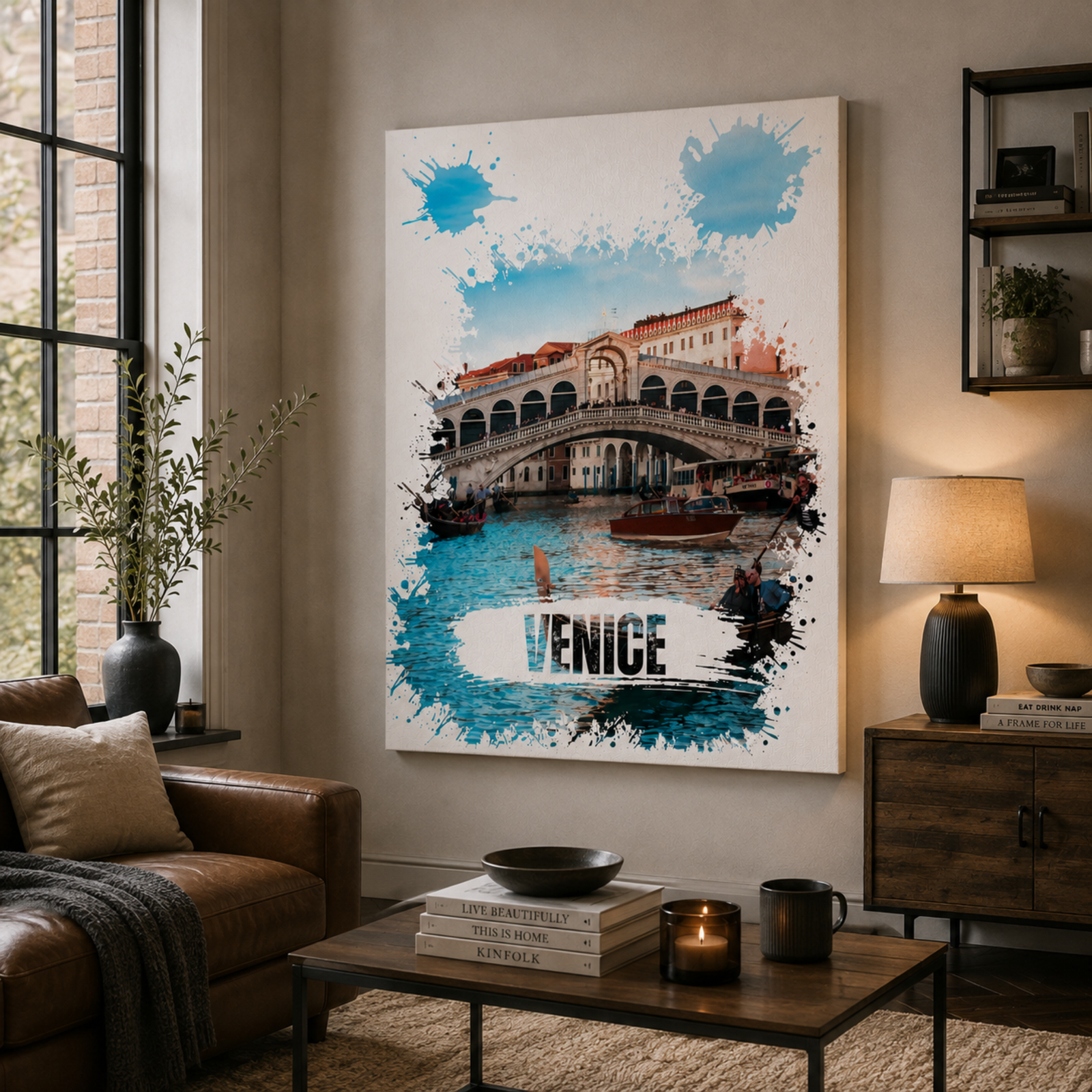 Venice Rialto Bridge Canvas, Watercolor Splash Wall Art, Italian Decoration, Italy Wall Art, Venice Bridge, Home Decoration, Canvas Wall Art - Image 8