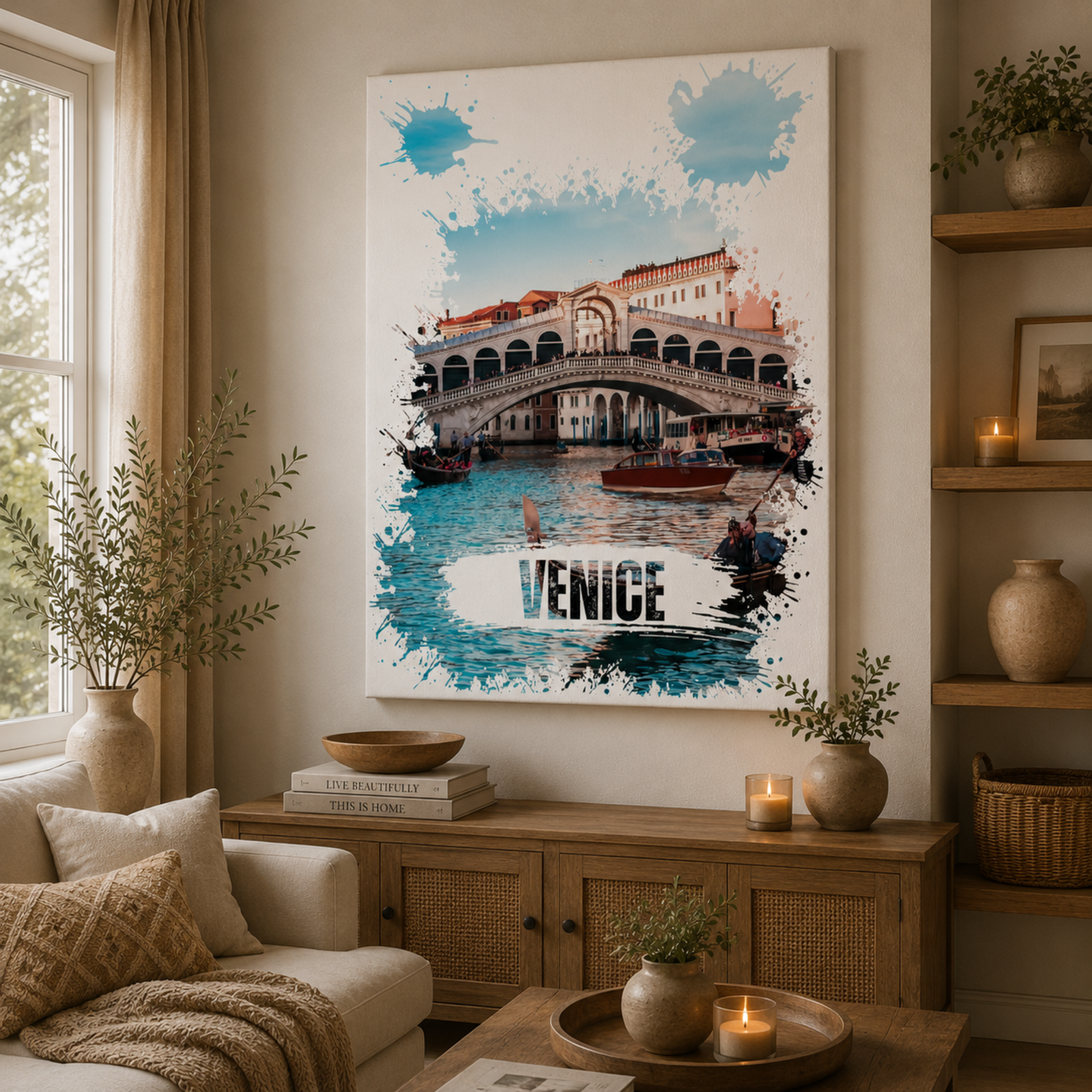 Venice Rialto Bridge Canvas, Watercolor Splash Wall Art, Italian Decoration, Italy Wall Art, Venice Bridge, Home Decoration, Canvas Wall Art - Image 9