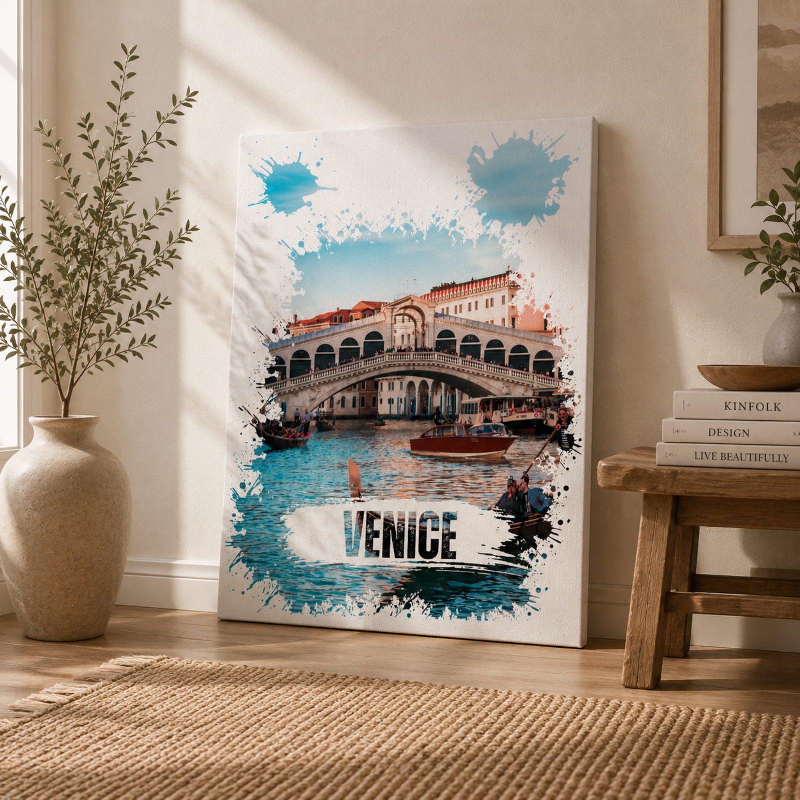 Venice Rialto Bridge Canvas, Watercolor Splash Wall Art, Italian Decoration, Italy Wall Art, Venice Bridge, Home Decoration, Canvas Wall Art - Image 10