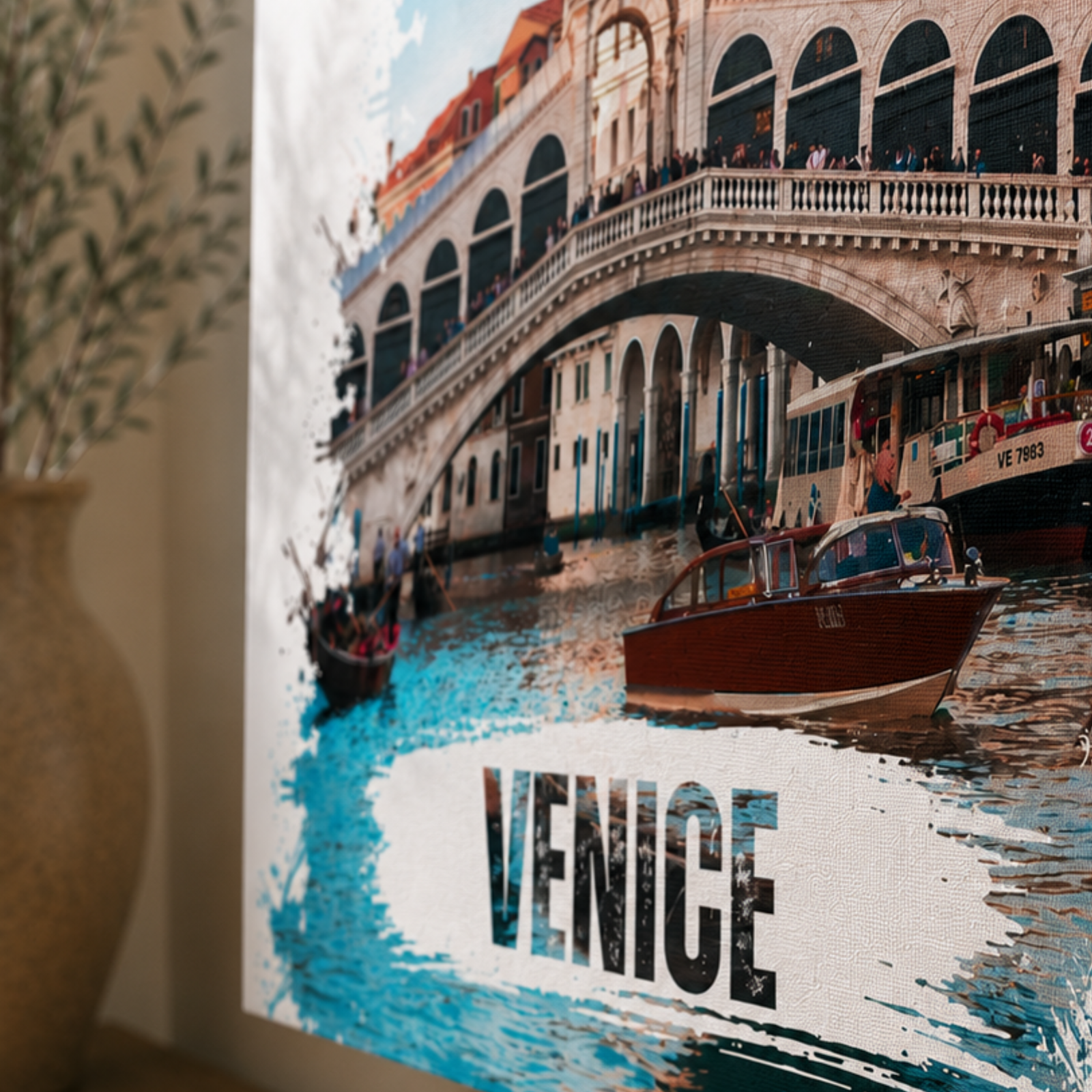 Venice Rialto Bridge Canvas, Watercolor Splash Wall Art, Italian Decoration, Italy Wall Art, Venice Bridge, Home Decoration, Canvas Wall Art - Image 11