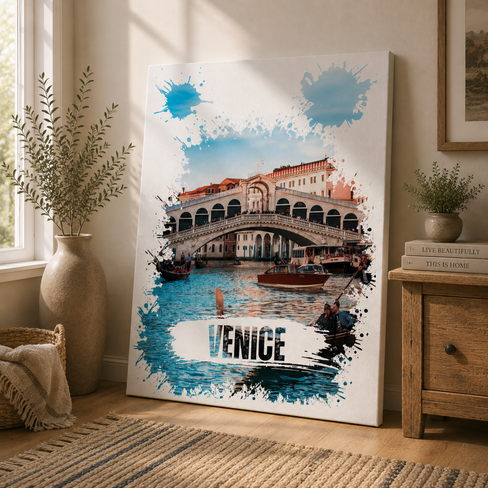 Venice Rialto Bridge Canvas, Watercolor Splash Wall Art, Italian Decoration, Italy Wall Art, Venice Bridge, Home Decoration, Canvas Wall Art - Image 13