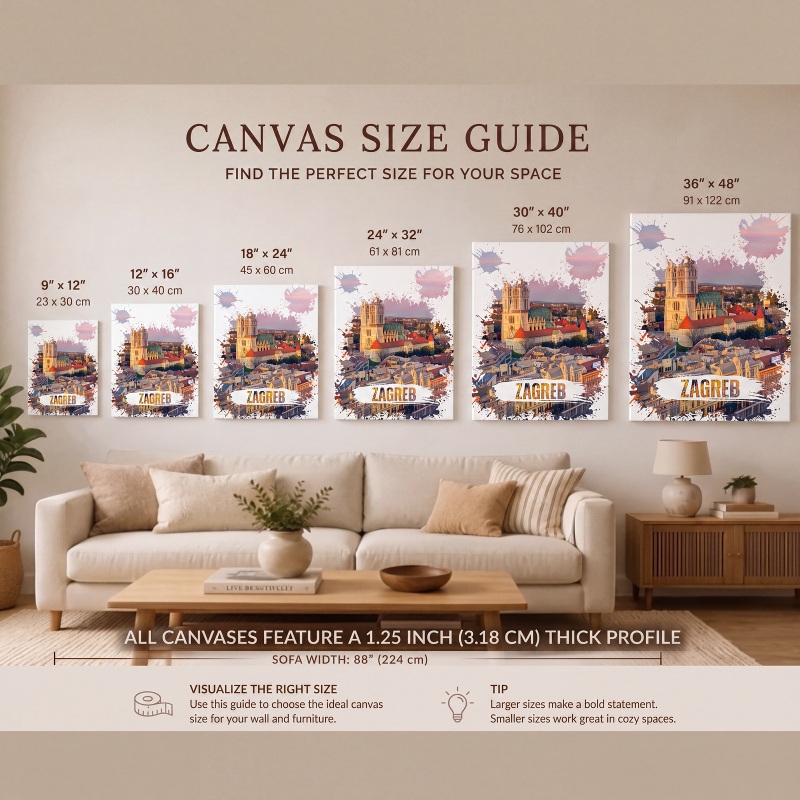 Zagreb Wall Art, Cathedral Canvas Wall Art, Matte Stretched Canvas Art, Croatia Decoration, City View, Housewarming Gift, Artistic Canvas - Image 2
