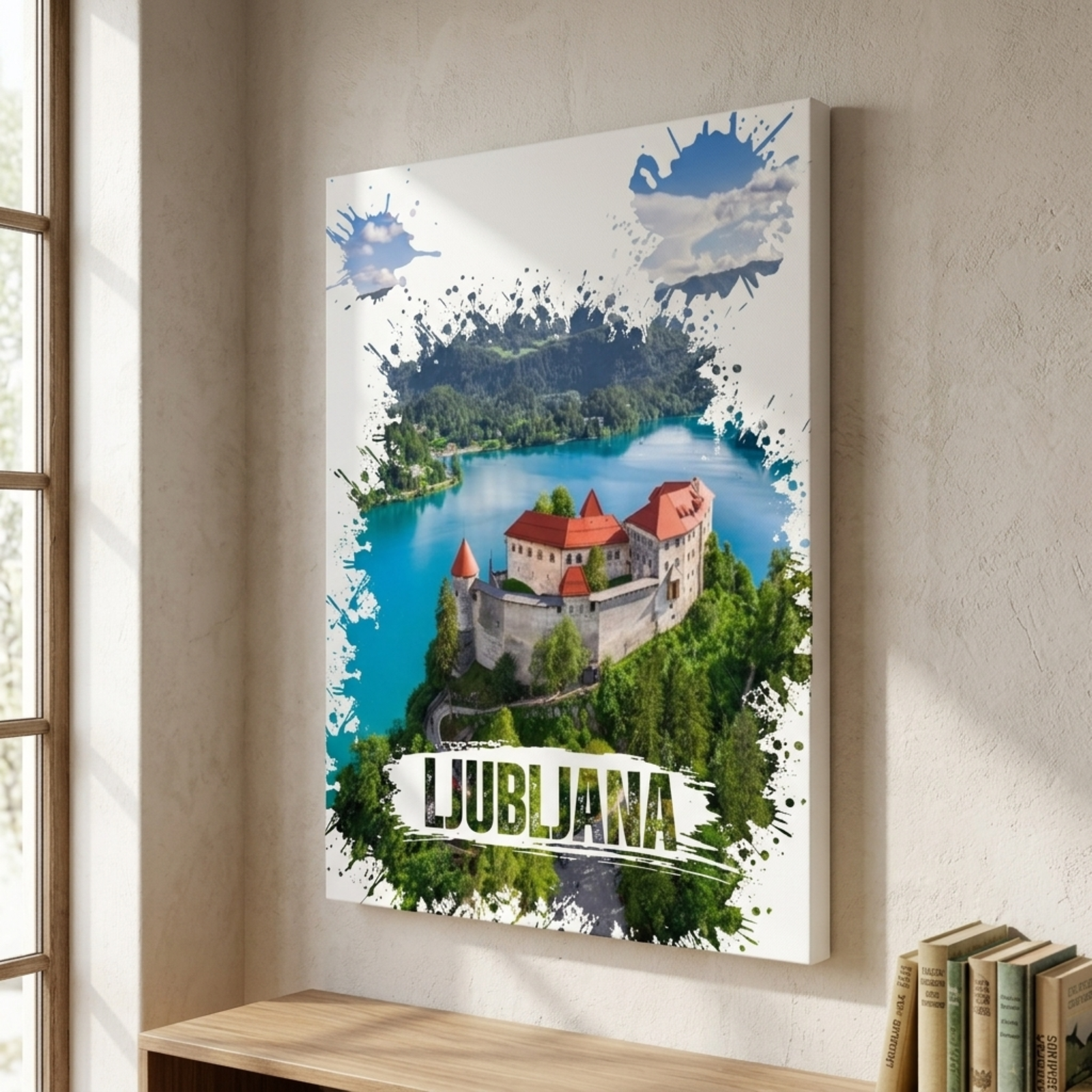 Ljubljana Watercolor Printed Canvas, Slovenia Wall Art, Green Country, City View, Home Decoration, Living Room Wall Decor, Cotton Canvas - Image 5