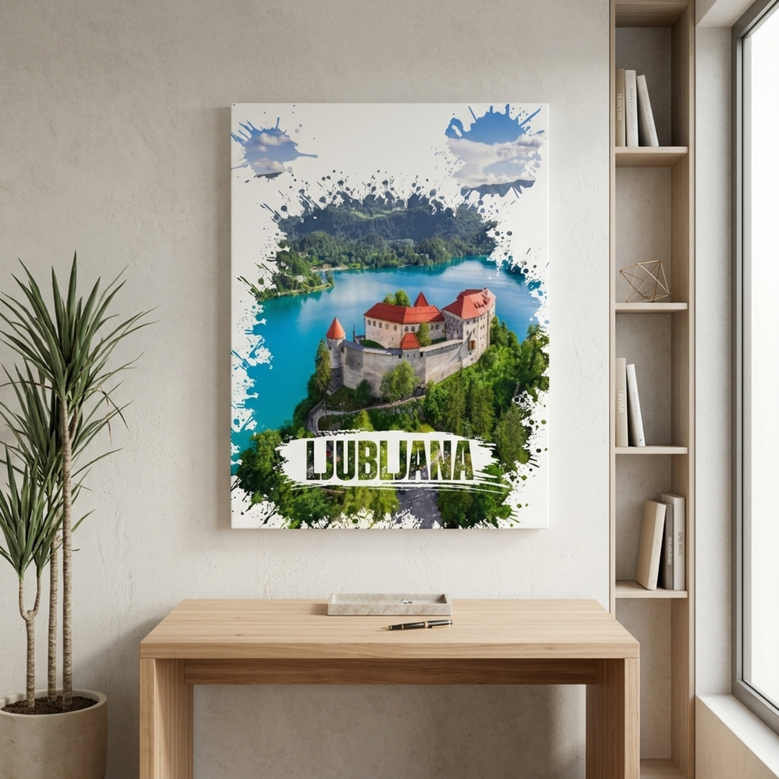 Ljubljana Watercolor Printed Canvas, Slovenia Wall Art, Green Country, City View, Home Decoration, Living Room Wall Decor, Cotton Canvas - Image 6