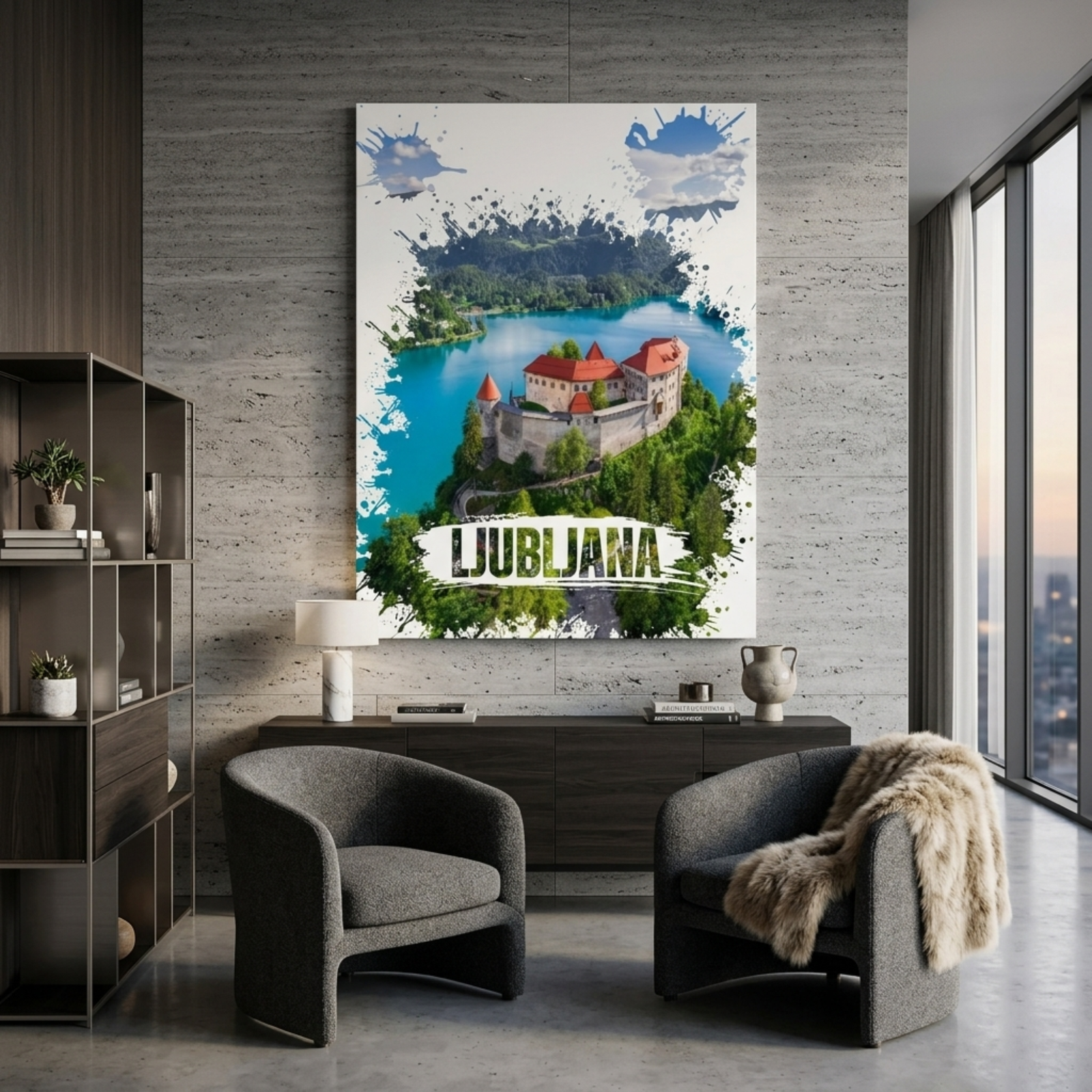 Ljubljana Watercolor Printed Canvas, Slovenia Wall Art, Green Country, City View, Home Decoration, Living Room Wall Decor, Cotton Canvas - Image 7