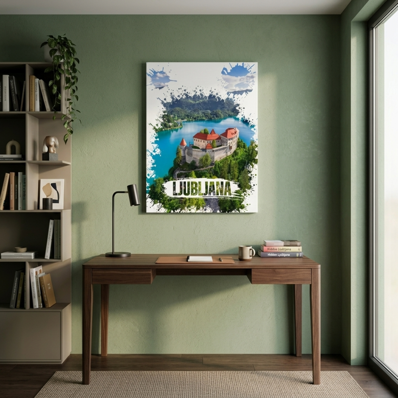 Ljubljana Watercolor Printed Canvas, Slovenia Wall Art, Green Country, City View, Home Decoration, Living Room Wall Decor, Cotton Canvas - Image 8