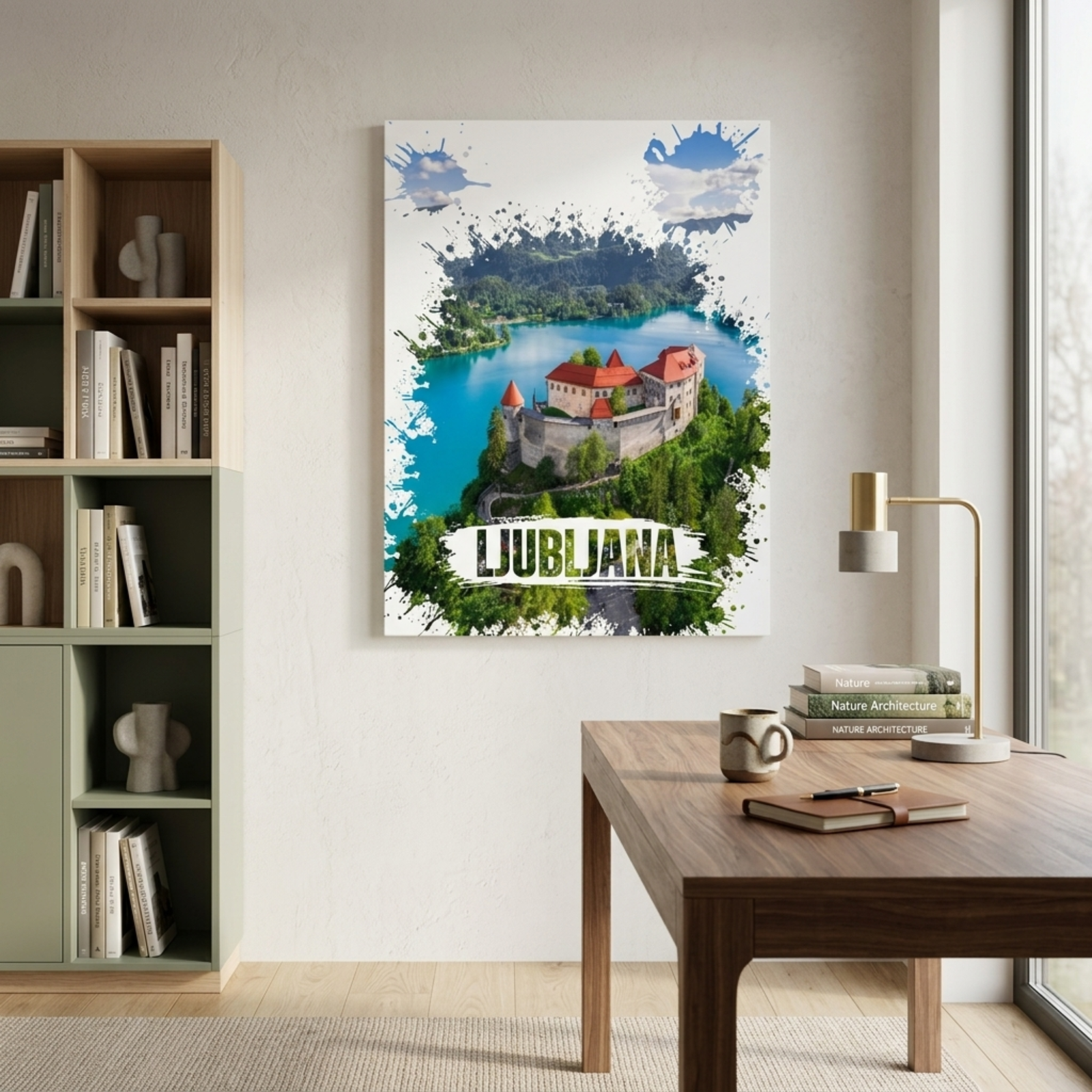 Ljubljana Watercolor Printed Canvas, Slovenia Wall Art, Green Country, City View, Home Decoration, Living Room Wall Decor, Cotton Canvas - Image 14
