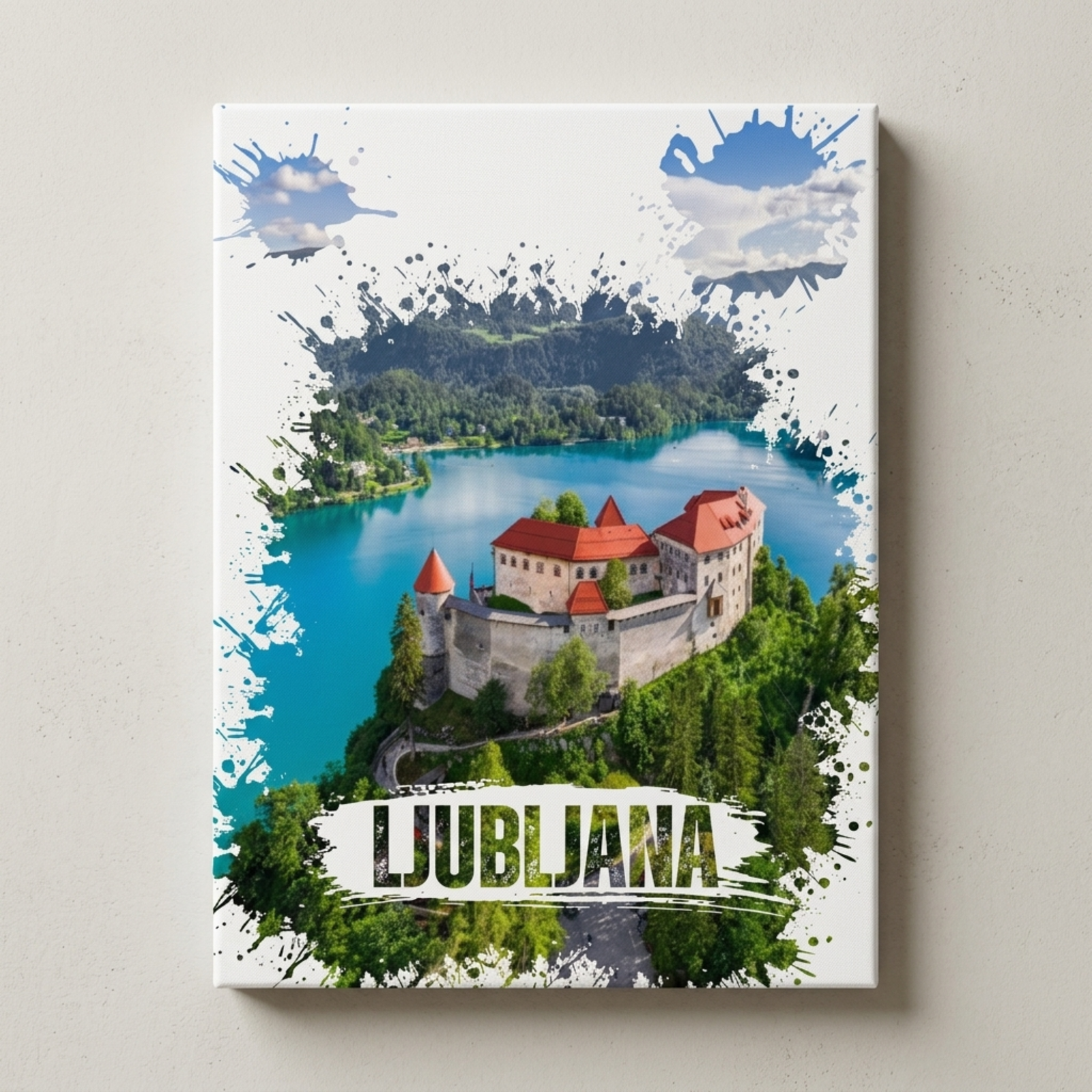 Ljubljana Watercolor Printed Canvas, Slovenia Wall Art, Green Country, City View, Home Decoration, Living Room Wall Decor, Cotton Canvas - Image 15