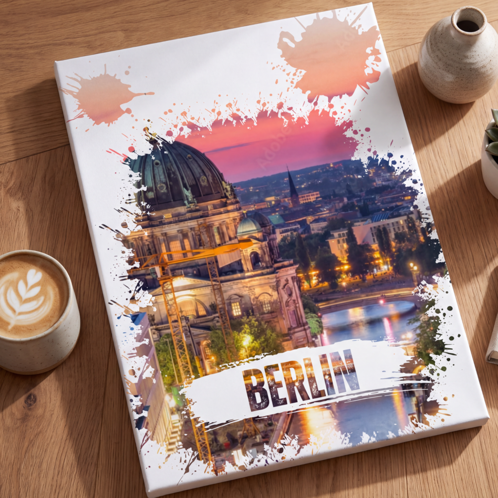 Berlin Watercolor City Canvas Wall Art, 6 Different Sizes, Berlin City View, German Wall Art, Cotton Canvas, Living Room Decoration