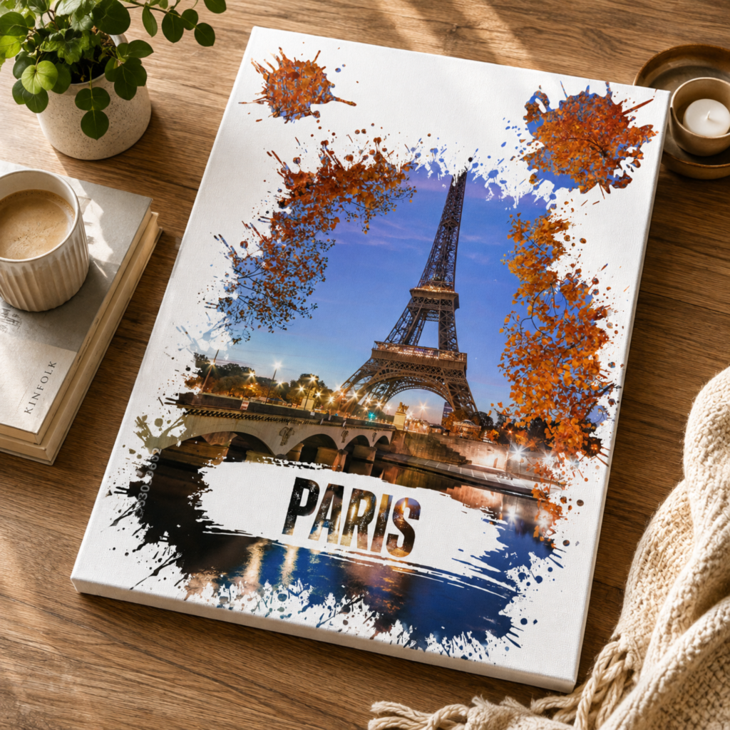 Eiffel Tower Wall Art, Paris City Canvas, Wall Decoration, Capital City Canvas, Housewarming Gift, New Home Gift, Home Decoration, Xmas Gift