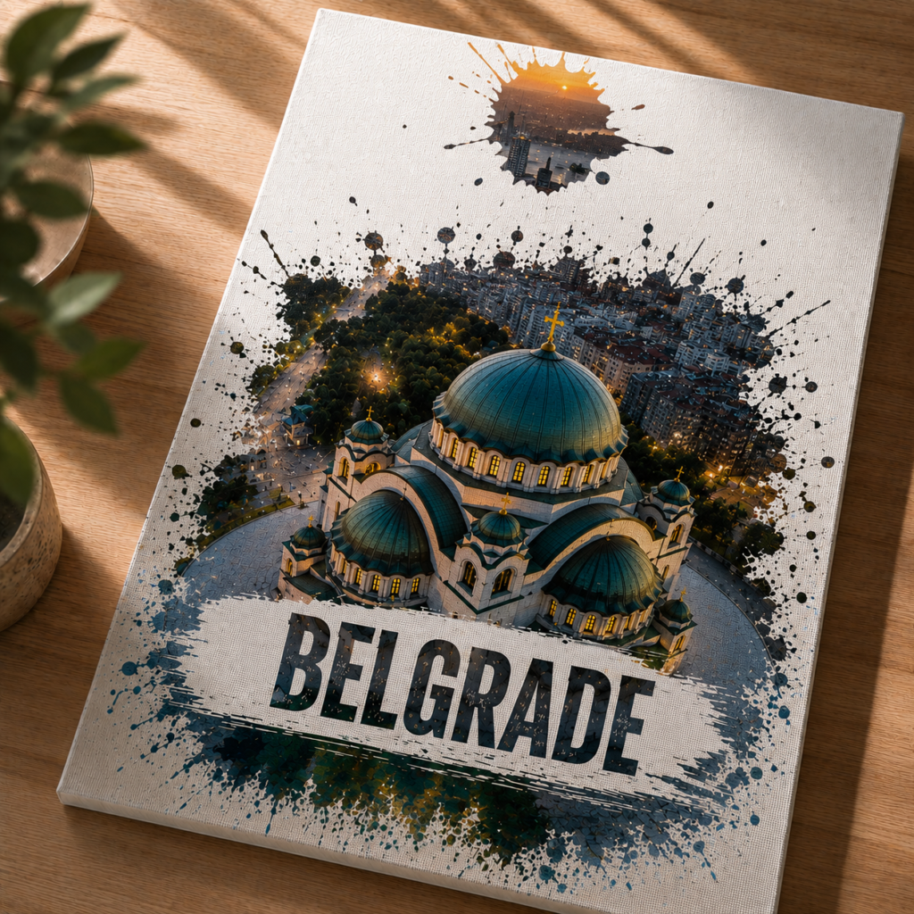 Belgrade Canvas Wall Art, 6 Sizes, Serbia City Print, Saint Sava Temple, Serbian Home Decor, Living Room, Housewarming Gift, Beograd