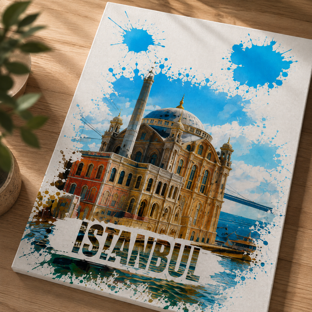 Istanbul Canvas Wall Art, 6 Sizes, Ortakoy Mosque Print, Bosphorus Cityscape, Turkish Home Decor, Living Room Art, Housewarming Gift