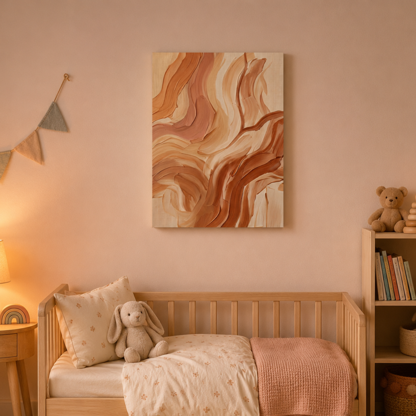 Abstract Earth Tone Wall Art, Brushstrokes Wall Decor, Printed Canvas Art, 3D Watercolor Design, Bohemian Wall Decoration, Bedroom Wall Art - Image 5