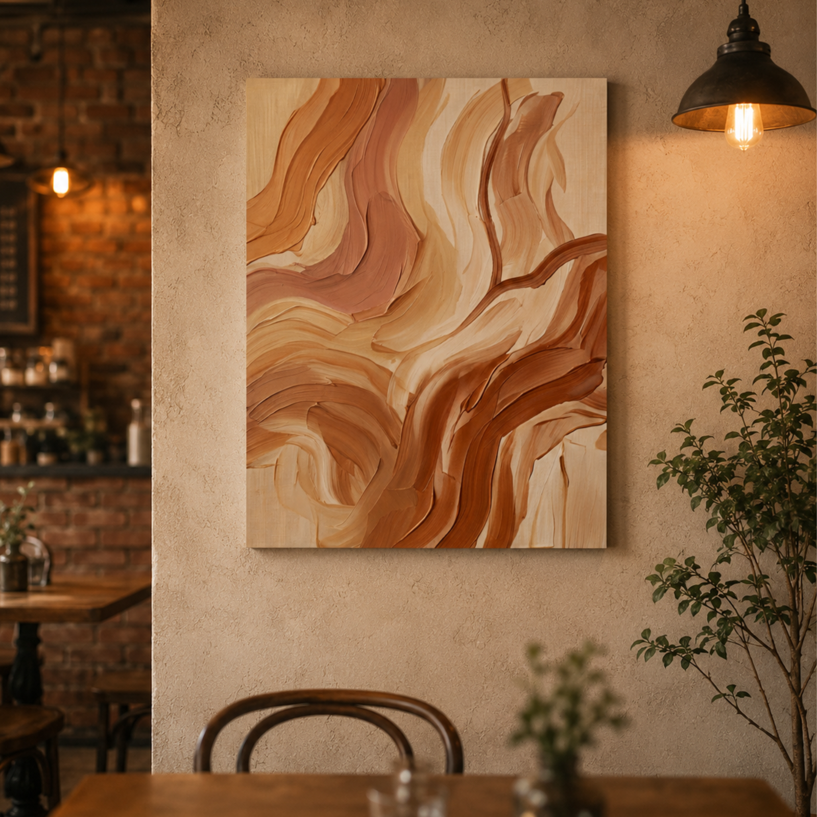 Abstract Earth Tone Wall Art, Brushstrokes Wall Decor, Printed Canvas Art, 3D Watercolor Design, Bohemian Wall Decoration, Bedroom Wall Art - Image 8