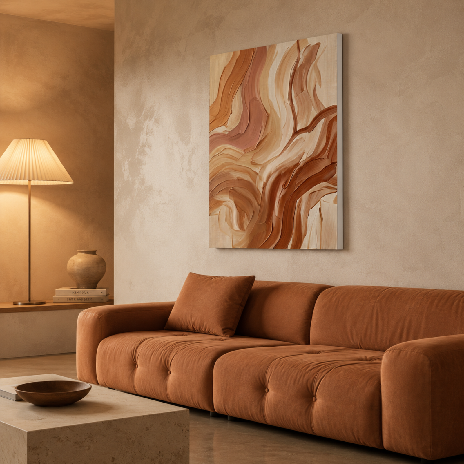 Abstract Earth Tone Wall Art, Brushstrokes Wall Decor, Printed Canvas Art, 3D Watercolor Design, Bohemian Wall Decoration, Bedroom Wall Art - Image 11