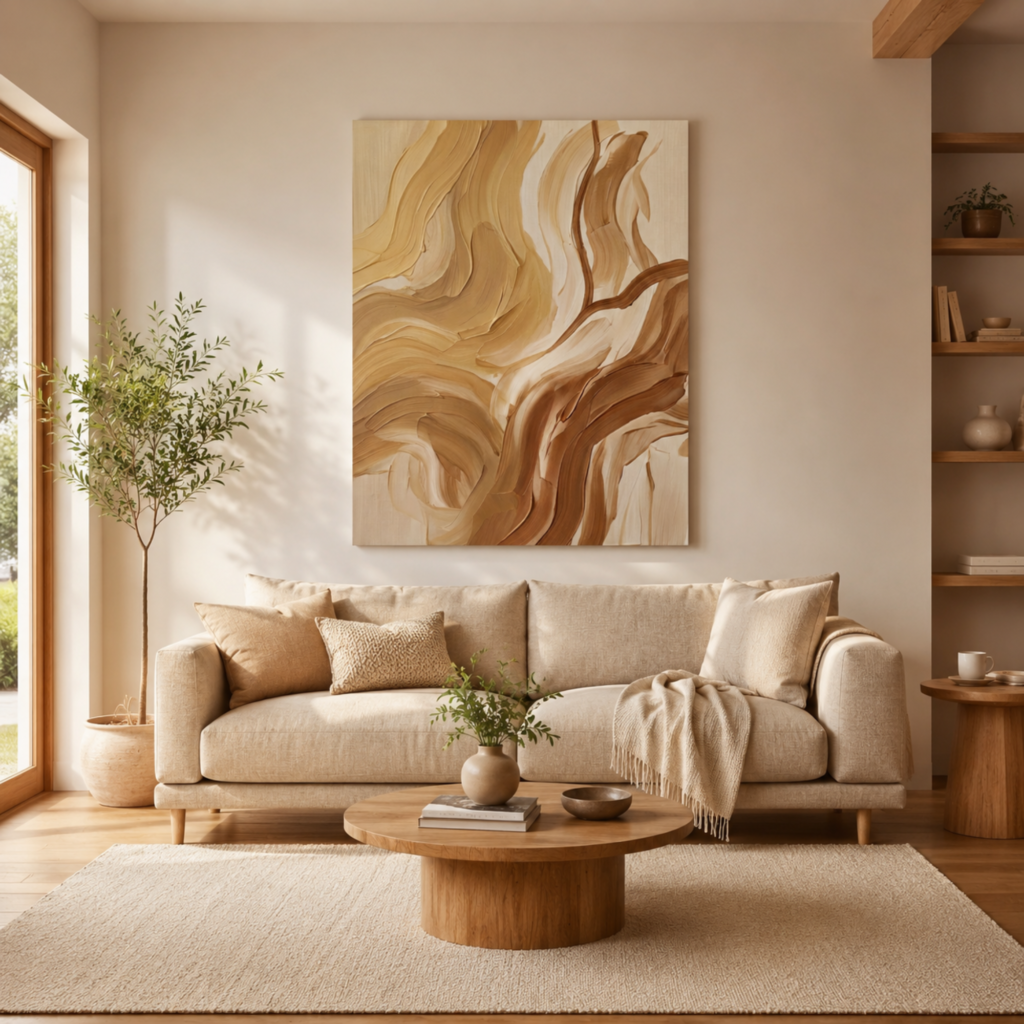Neutral Abstract Wall Decor, Brushstroke Matte Canvas, Minimalist Wall Art, 3D Watercolor, Colorful Wall Decor, Earth Tone Art, Housewarming