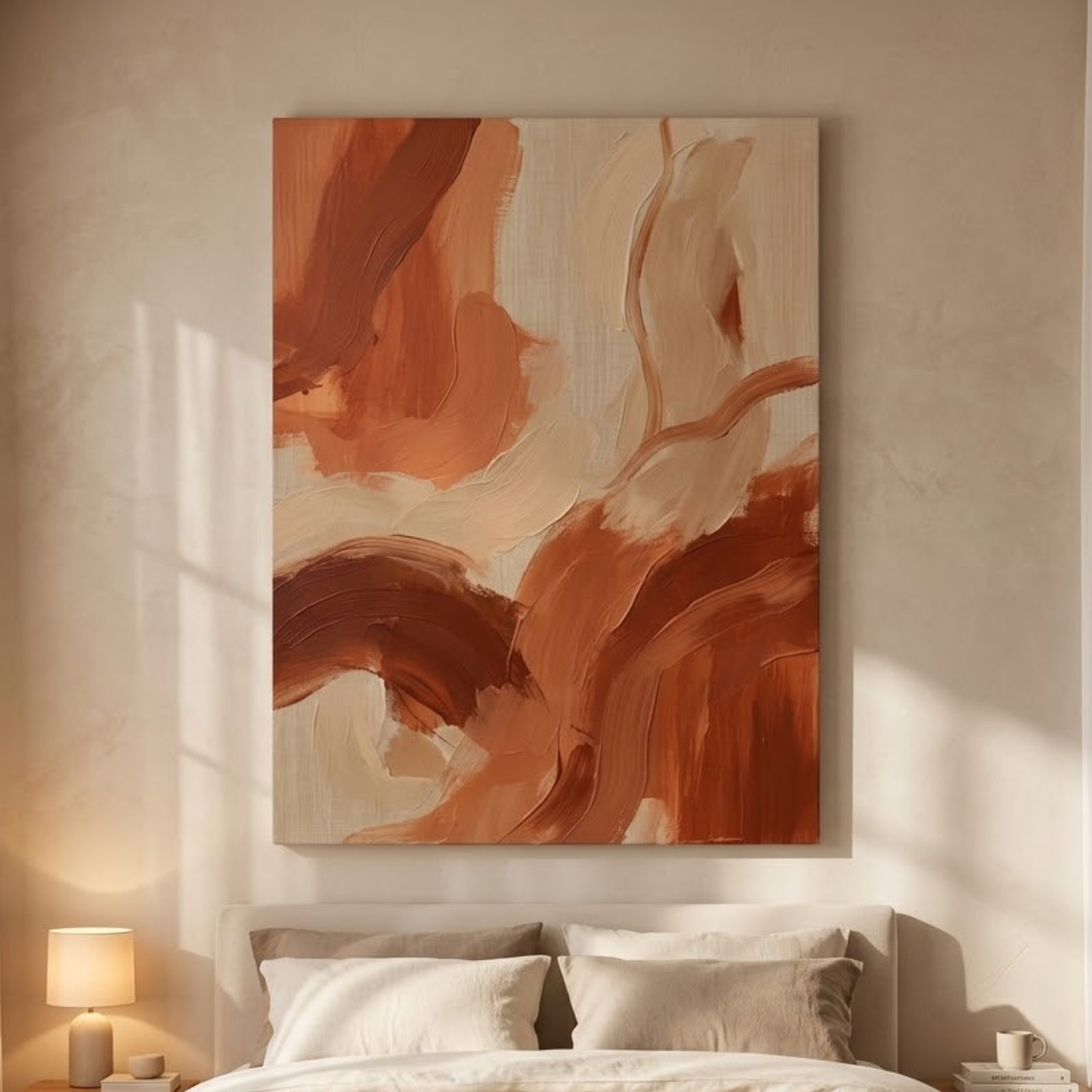Warm Earthtone Canvas Wall Art, Abstract Living Room Decor, Dining Room Decoration, Modern Wall Decoration, 3D Bedroom Wallpaper, Modern Art - Image 2