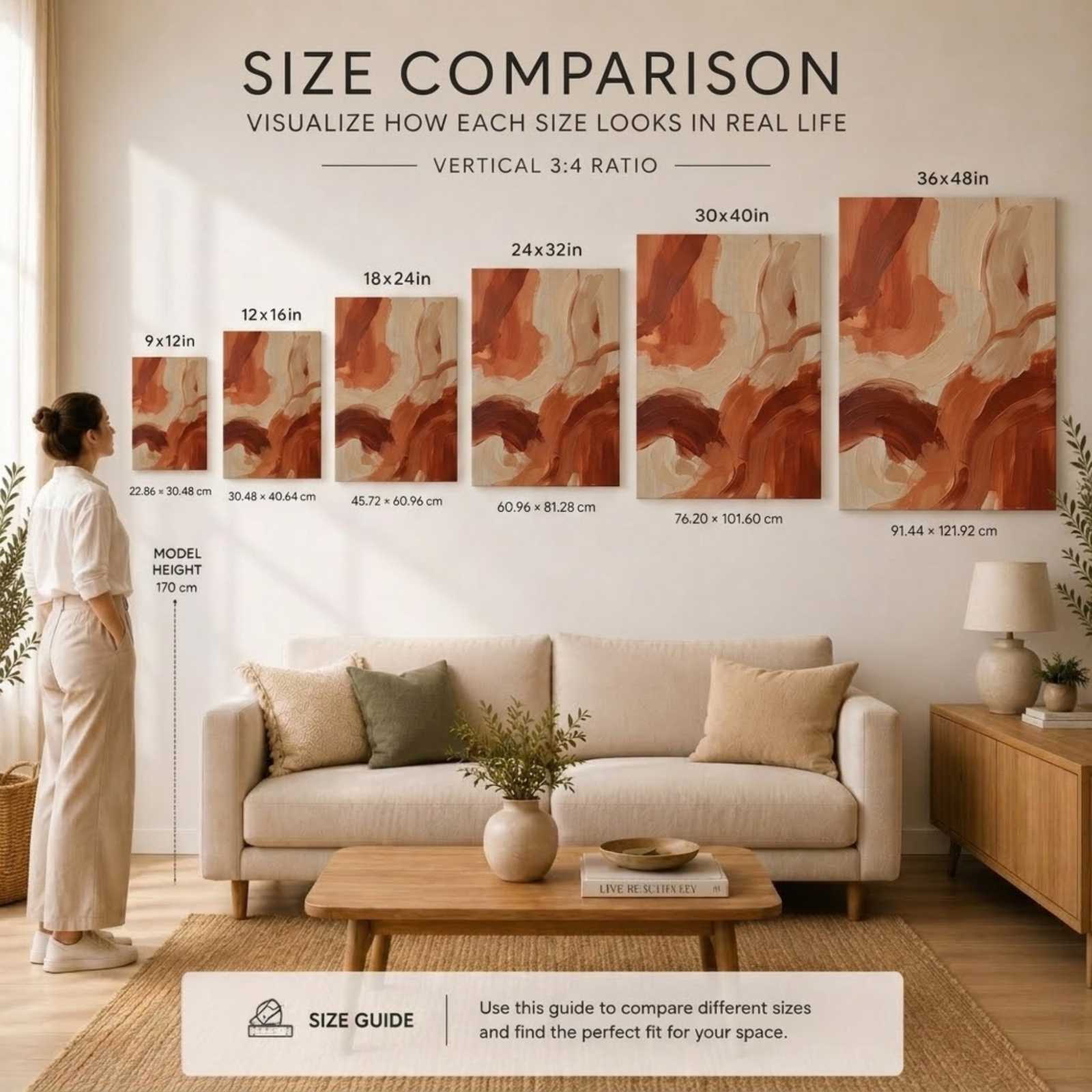 Warm Earthtone Canvas Wall Art, Abstract Living Room Decor, Dining Room Decoration, Modern Wall Decoration, 3D Bedroom Wallpaper, Modern Art - Image 3