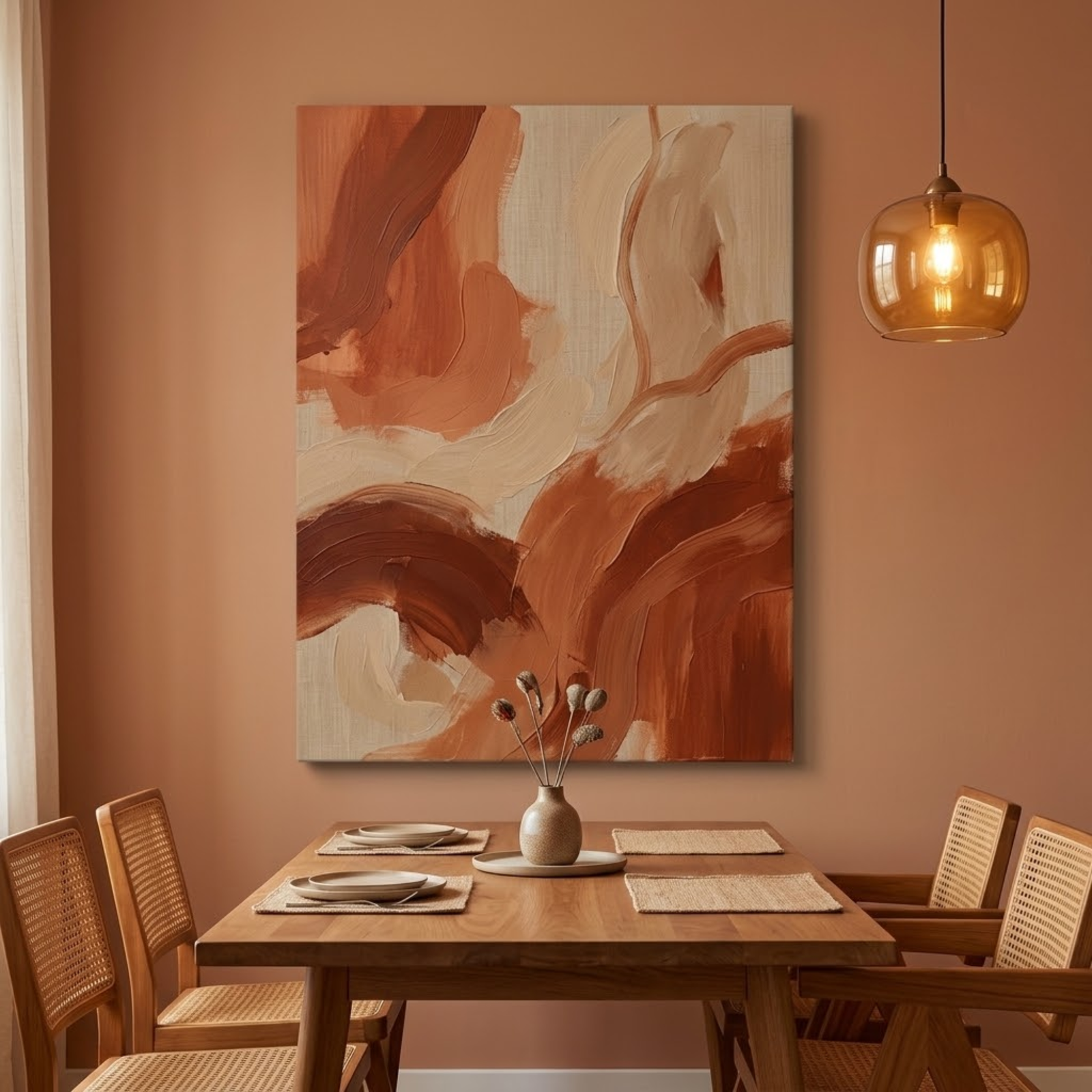 Warm Earthtone Canvas Wall Art, Abstract Living Room Decor, Dining Room Decoration, Modern Wall Decoration, 3D Bedroom Wallpaper, Modern Art - Image 5