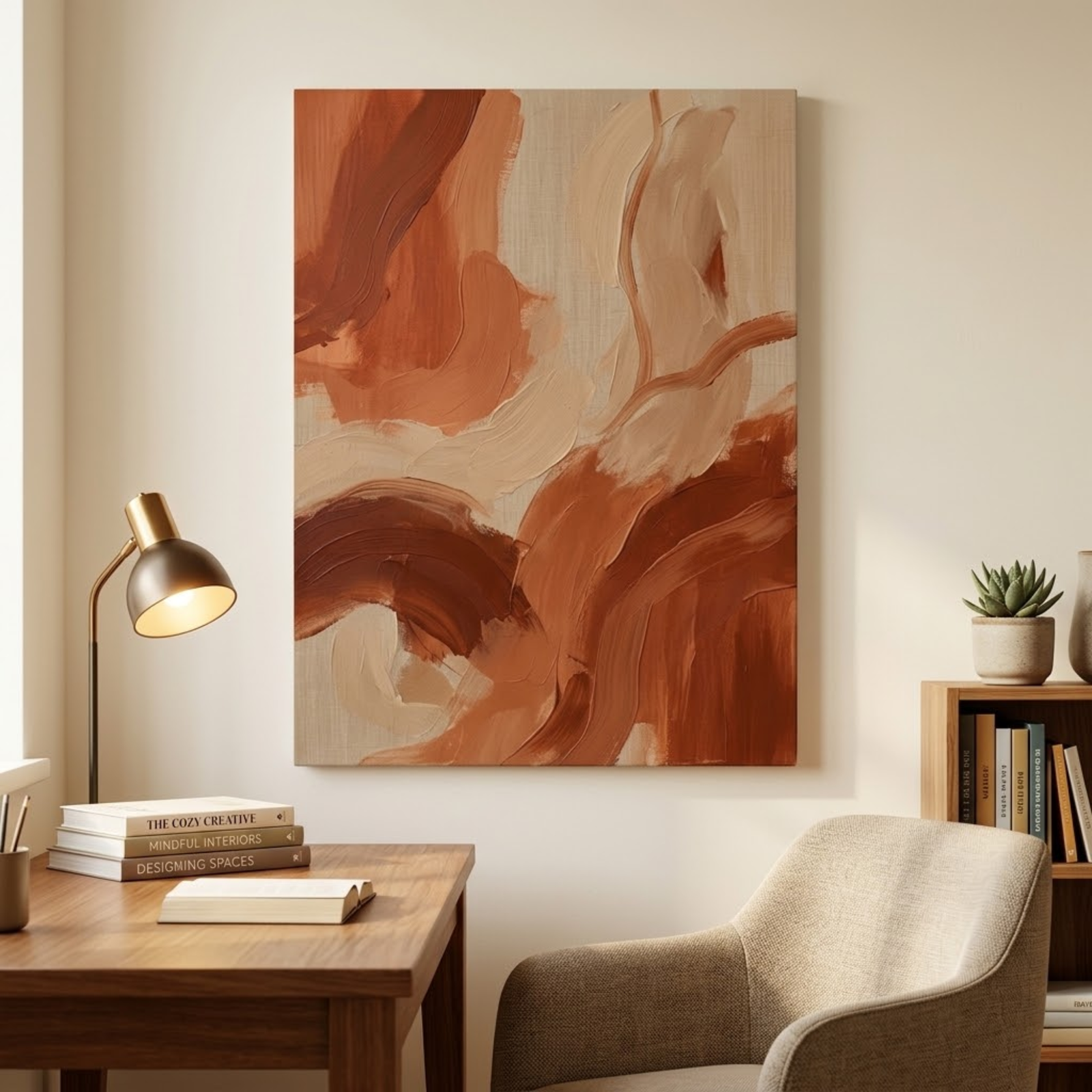 Warm Earthtone Canvas Wall Art, Abstract Living Room Decor, Dining Room Decoration, Modern Wall Decoration, 3D Bedroom Wallpaper, Modern Art - Image 7