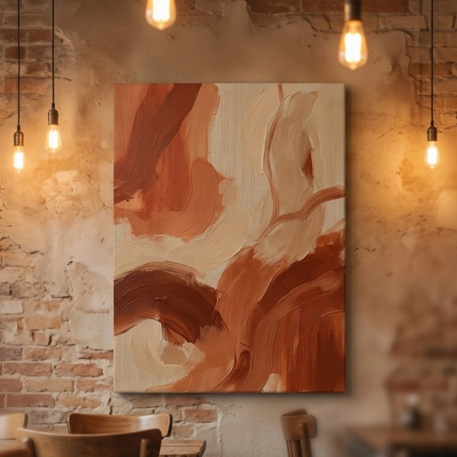 Warm Earthtone Canvas Wall Art, Abstract Living Room Decor, Dining Room Decoration, Modern Wall Decoration, 3D Bedroom Wallpaper, Modern Art - Image 8