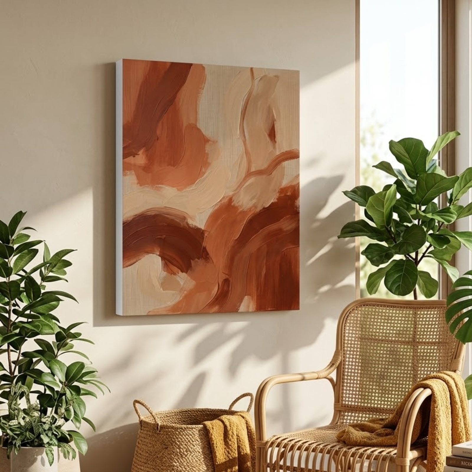 Warm Earthtone Canvas Wall Art, Abstract Living Room Decor, Dining Room Decoration, Modern Wall Decoration, 3D Bedroom Wallpaper, Modern Art - Image 10