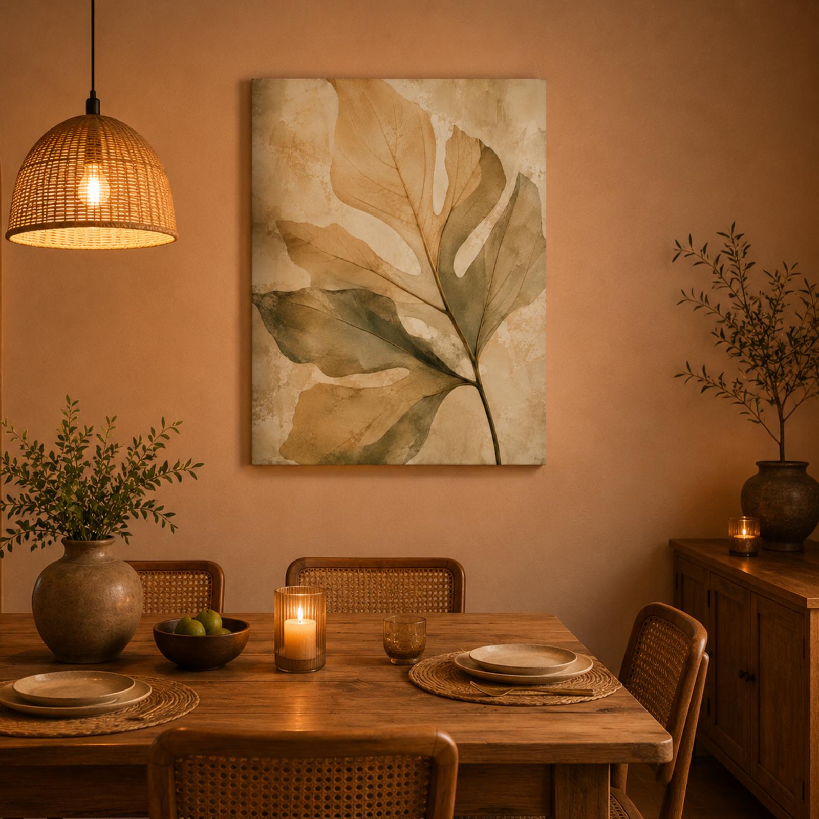 Neutral Leaf Wall Art, Printed Canvas Wall Decor, Abstract Wall Art, Watercolor Printed, Botanical Living Room Decoration, Nursery Wall Art - Image 6