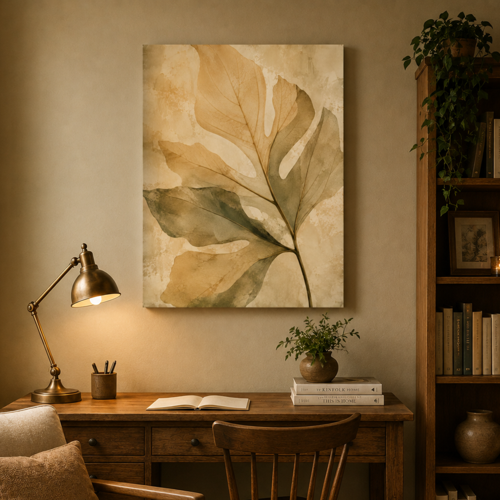 Neutral Leaf Wall Art, Printed Canvas Wall Decor, Abstract Wall Art, Watercolor Printed, Botanical Living Room Decoration, Nursery Wall Art - Image 10