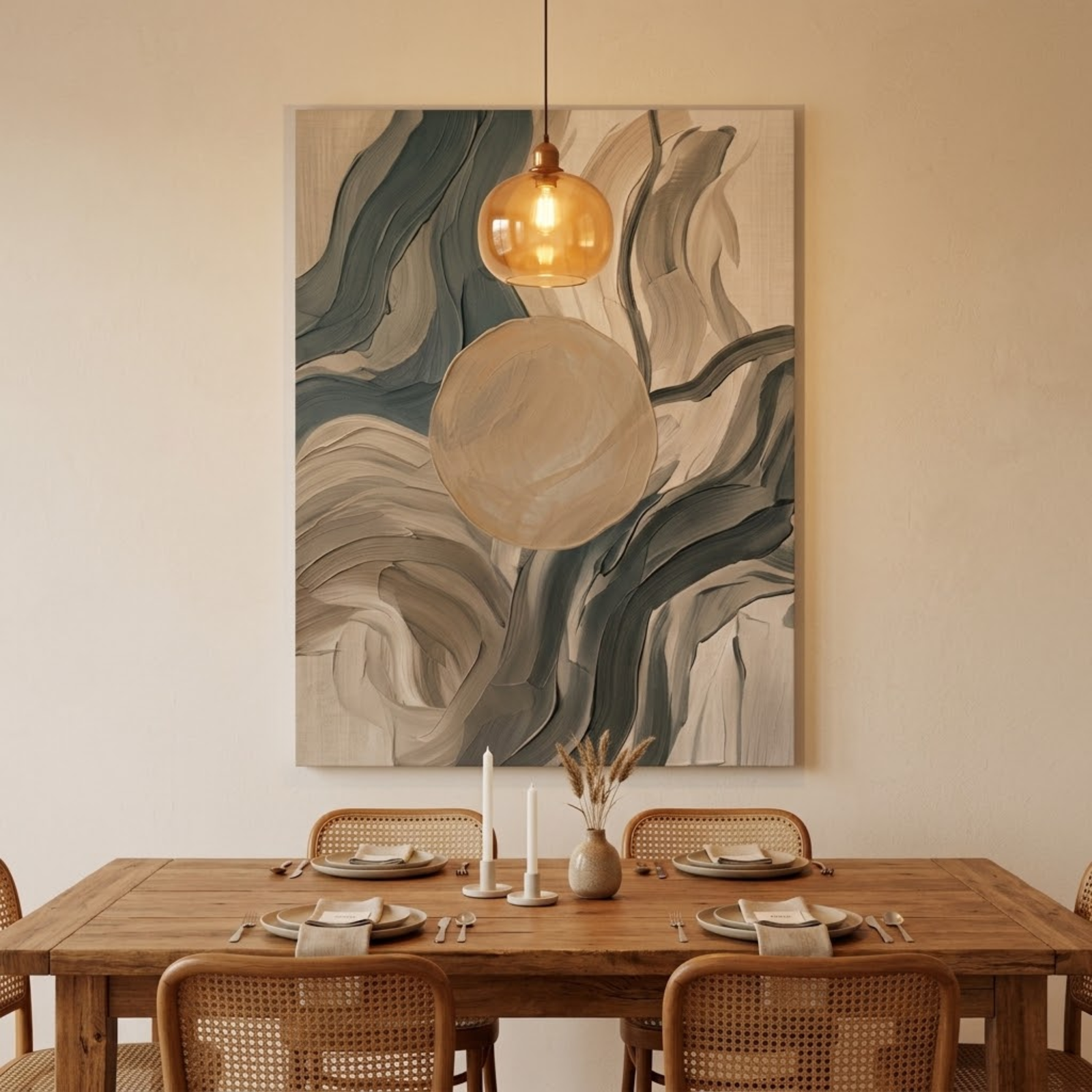 Living Room Wall Decor, Abstract Wall Art, Earth Tone Canvas, Minimalist Home Decor, Swirl Art, Green Wall Decoration, Boho Wall Art - Image 2