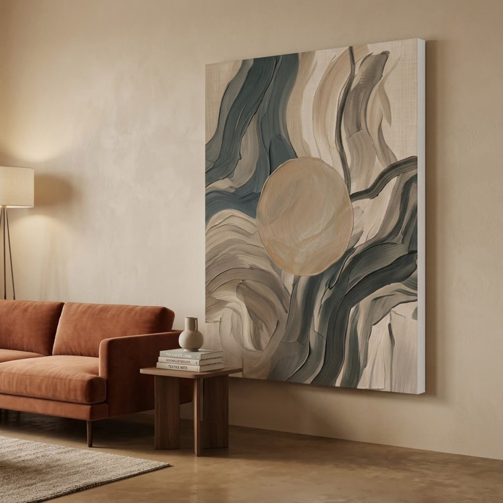 Living Room Wall Decor, Abstract Wall Art, Earth Tone Canvas, Minimalist Home Decor, Swirl Art, Green Wall Decoration, Boho Wall Art - Image 7