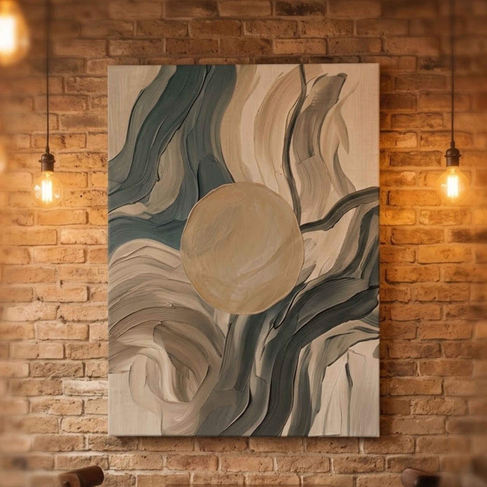 Living Room Wall Decor, Abstract Wall Art, Earth Tone Canvas, Minimalist Home Decor, Swirl Art, Green Wall Decoration, Boho Wall Art - Image 9