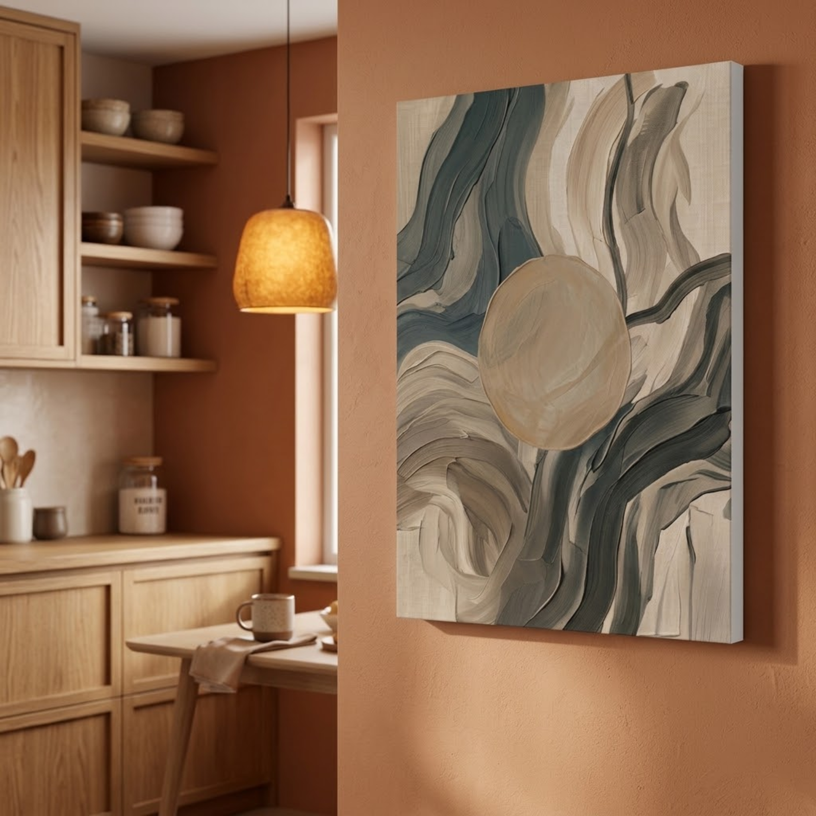 Living Room Wall Decor, Abstract Wall Art, Earth Tone Canvas, Minimalist Home Decor, Swirl Art, Green Wall Decoration, Boho Wall Art - Image 10