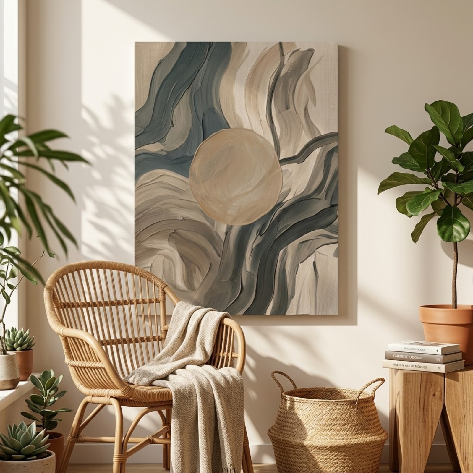 Living Room Wall Decor, Abstract Wall Art, Earth Tone Canvas, Minimalist Home Decor, Swirl Art, Green Wall Decoration, Boho Wall Art - Image 11