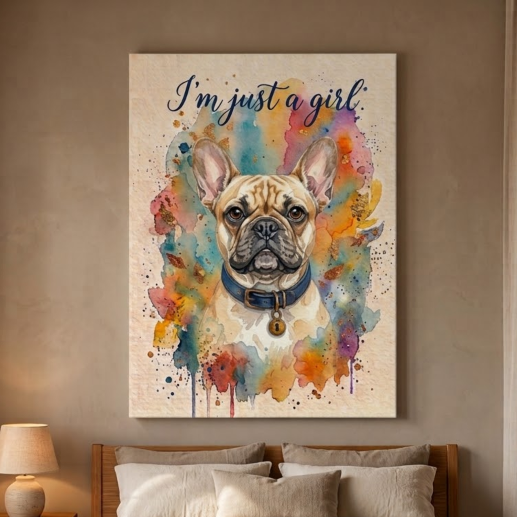 Gift for Your French Bulldog, Colorful Wall Art, I'm Just a Girl French Bulldog Wall Decor, Dog Lovers Gift, Modern Wall Art, Dog Wall Decor