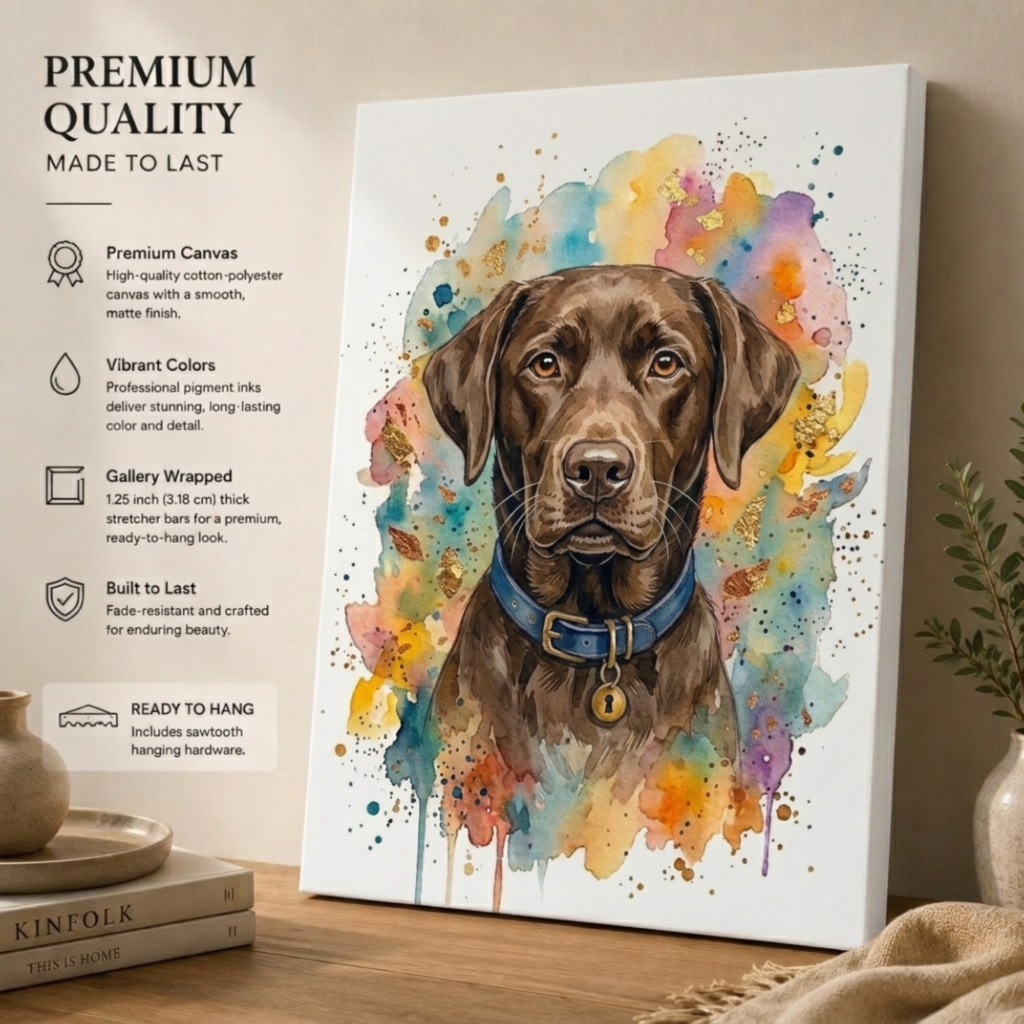 Labrador Wall Art, Labrador Retriever Pet Portrait, Living Room Decoration, Cafe Decor, 3D Painting, Watercolor Art, Pet Gifts, Custom Gift