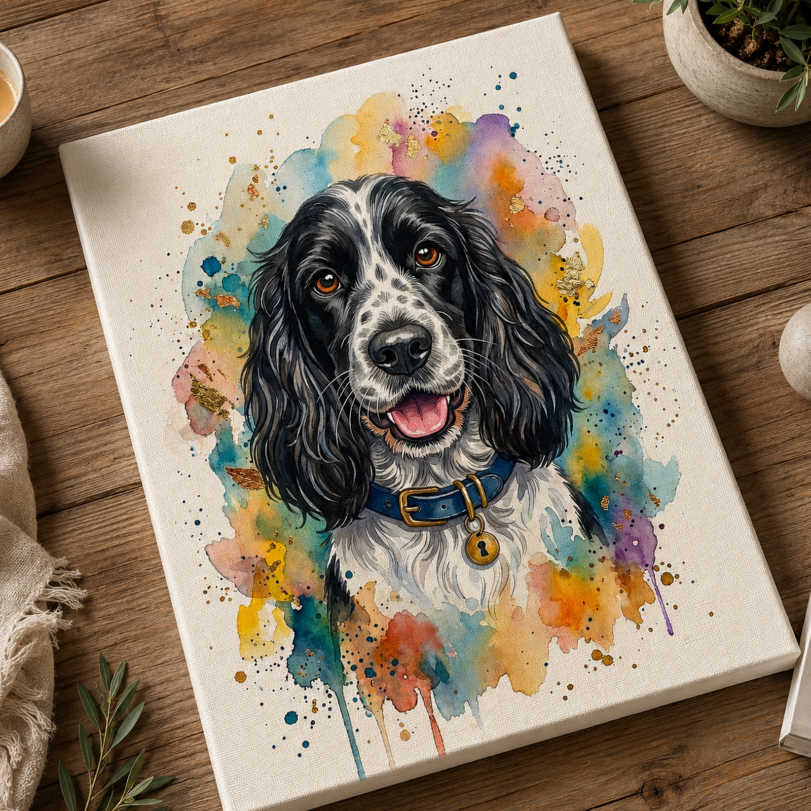 English Cocker Spaniel Canvas Wall Art, Black and White Cocker Spaniel, Pet Supply, 3D Pet Portrait, Cocker Spaniel Poster, Canvas Wall Art - Image 2