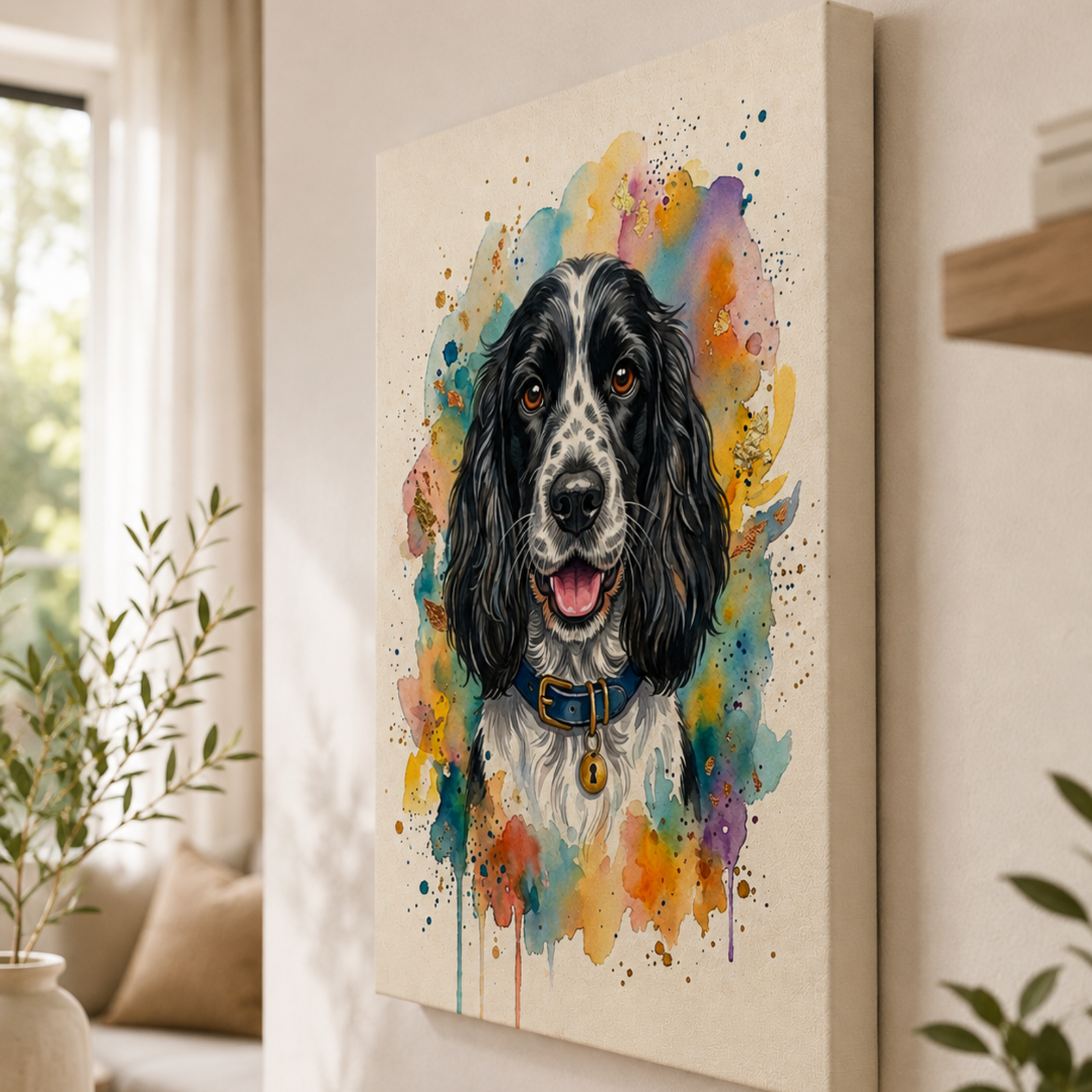 English Cocker Spaniel Canvas Wall Art, Black and White Cocker Spaniel, Pet Supply, 3D Pet Portrait, Cocker Spaniel Poster, Canvas Wall Art - Image 6