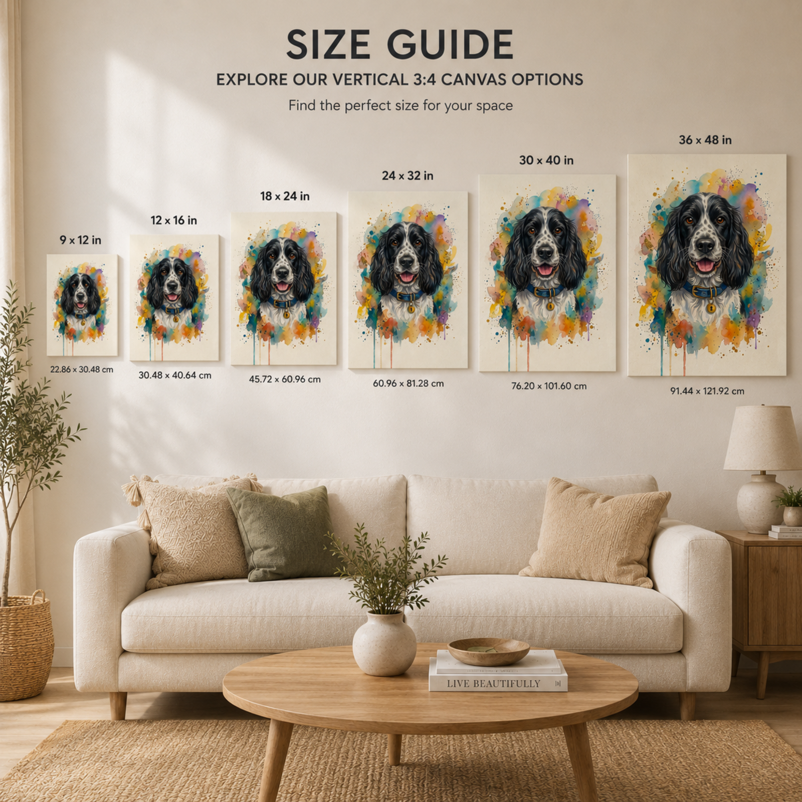 English Cocker Spaniel Canvas Wall Art, Black and White Cocker Spaniel, Pet Supply, 3D Pet Portrait, Cocker Spaniel Poster, Canvas Wall Art - Image 8